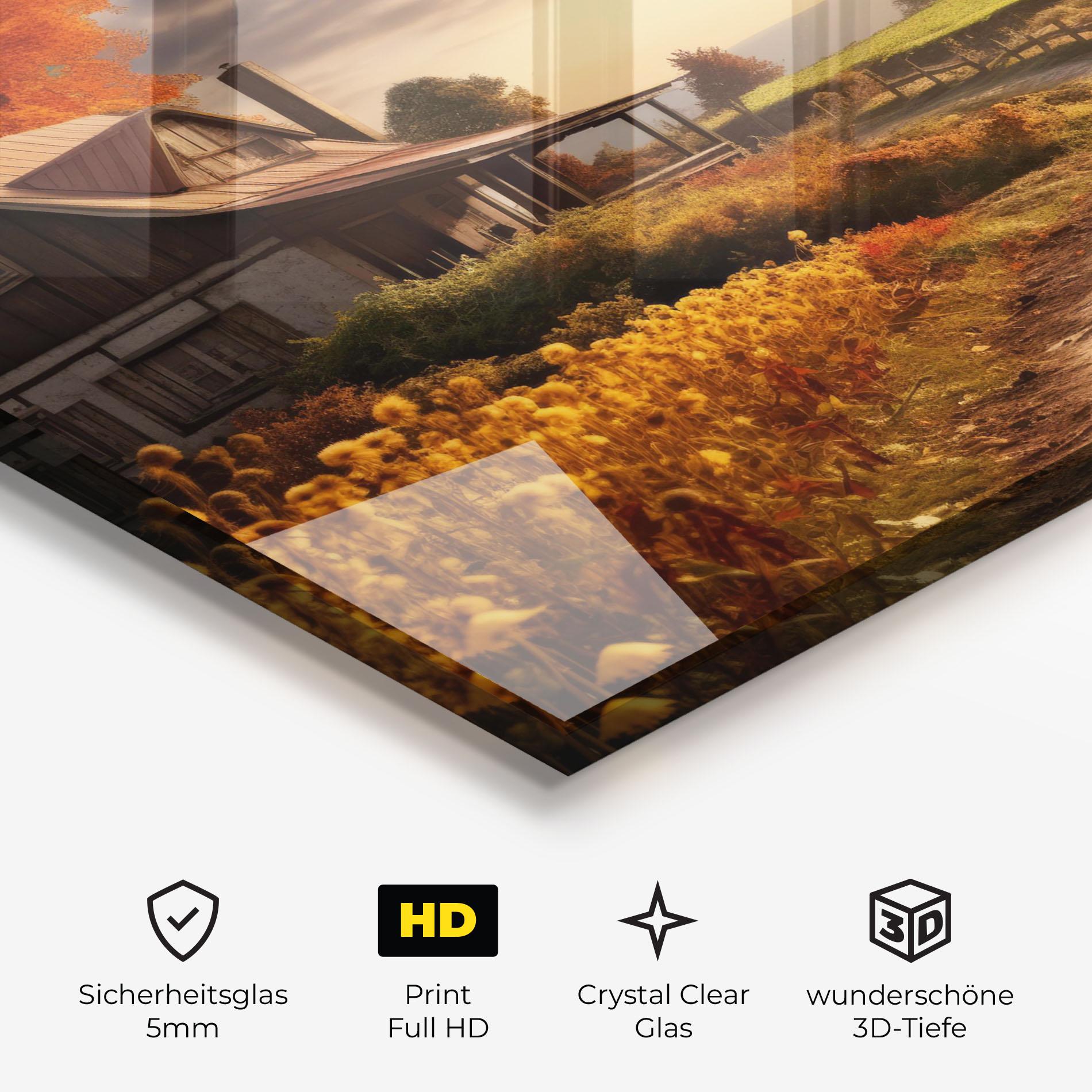 Glasbild Autumn Farm House mockup 3
