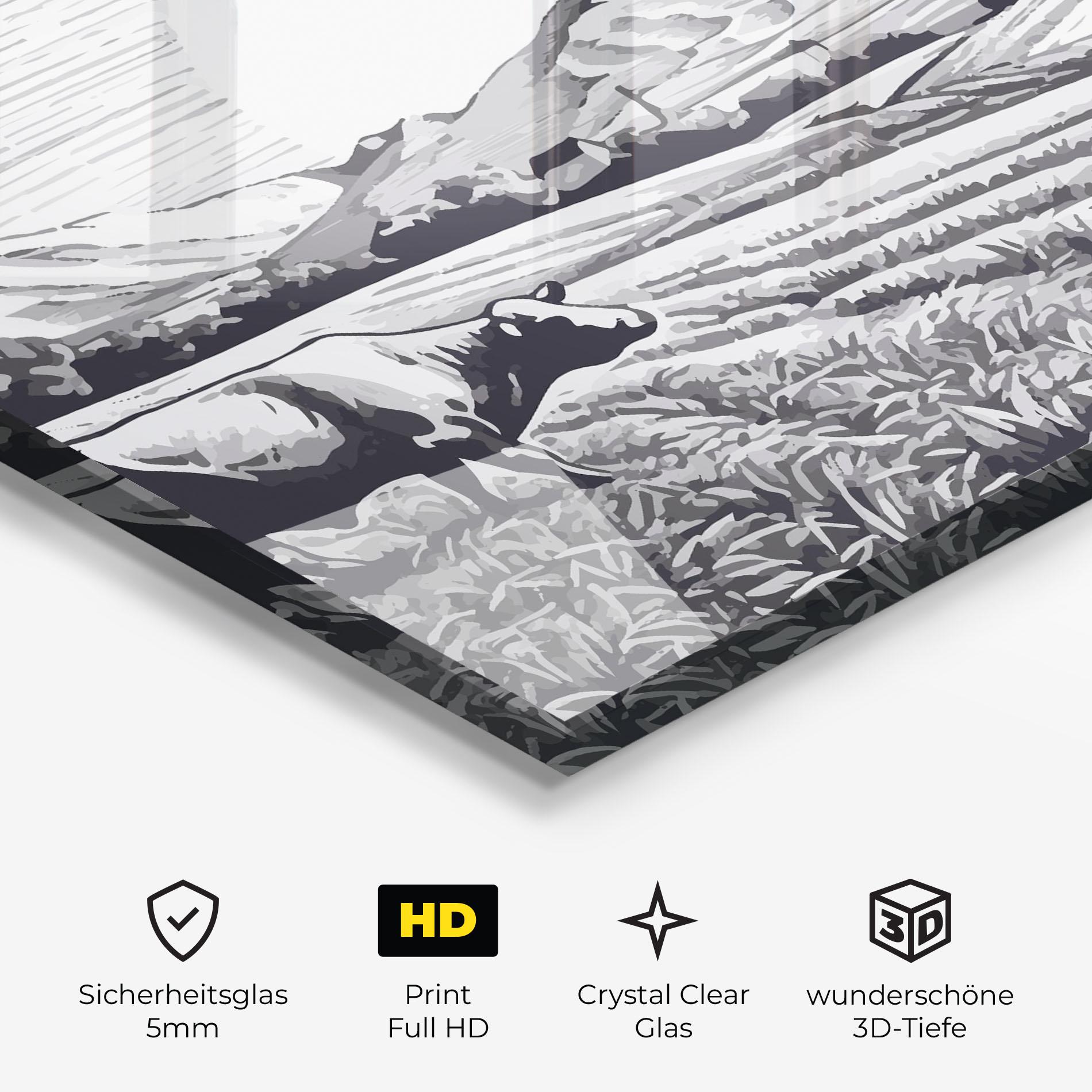 Glasbild Cow Grey Ink mockup 3