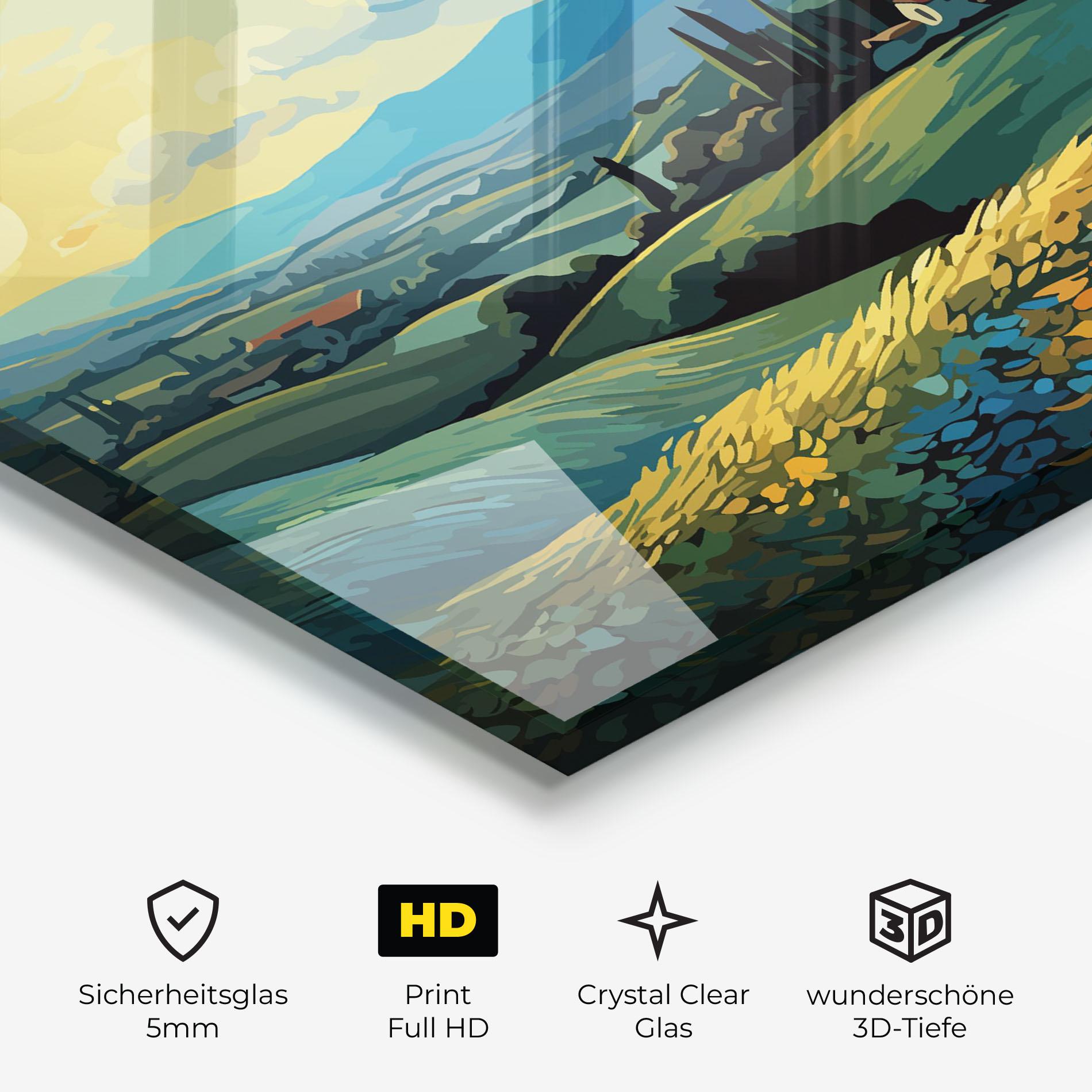 Glasbild Fantasy Blue View mockup 3