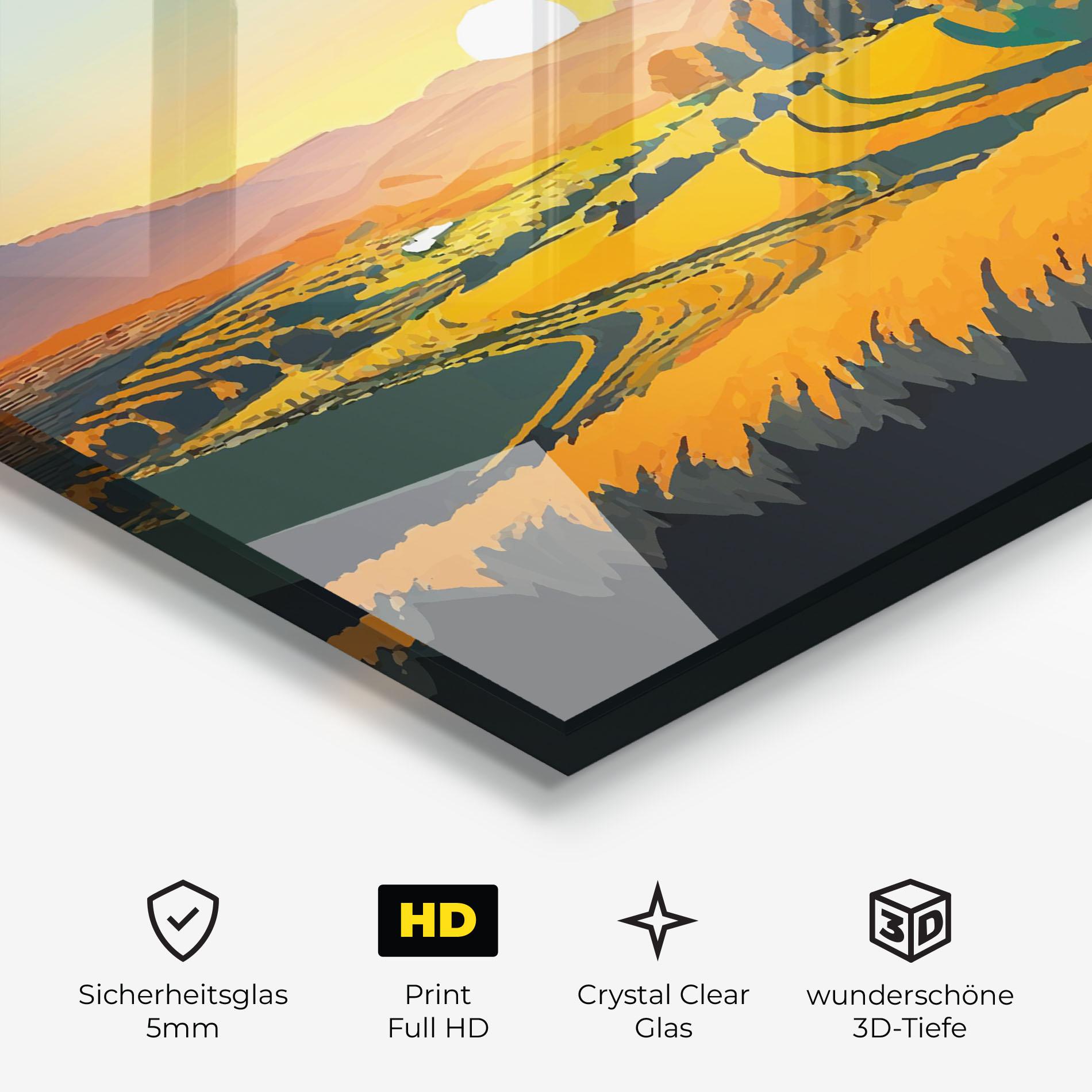 Glasbild Rural Sunset Field mockup 3