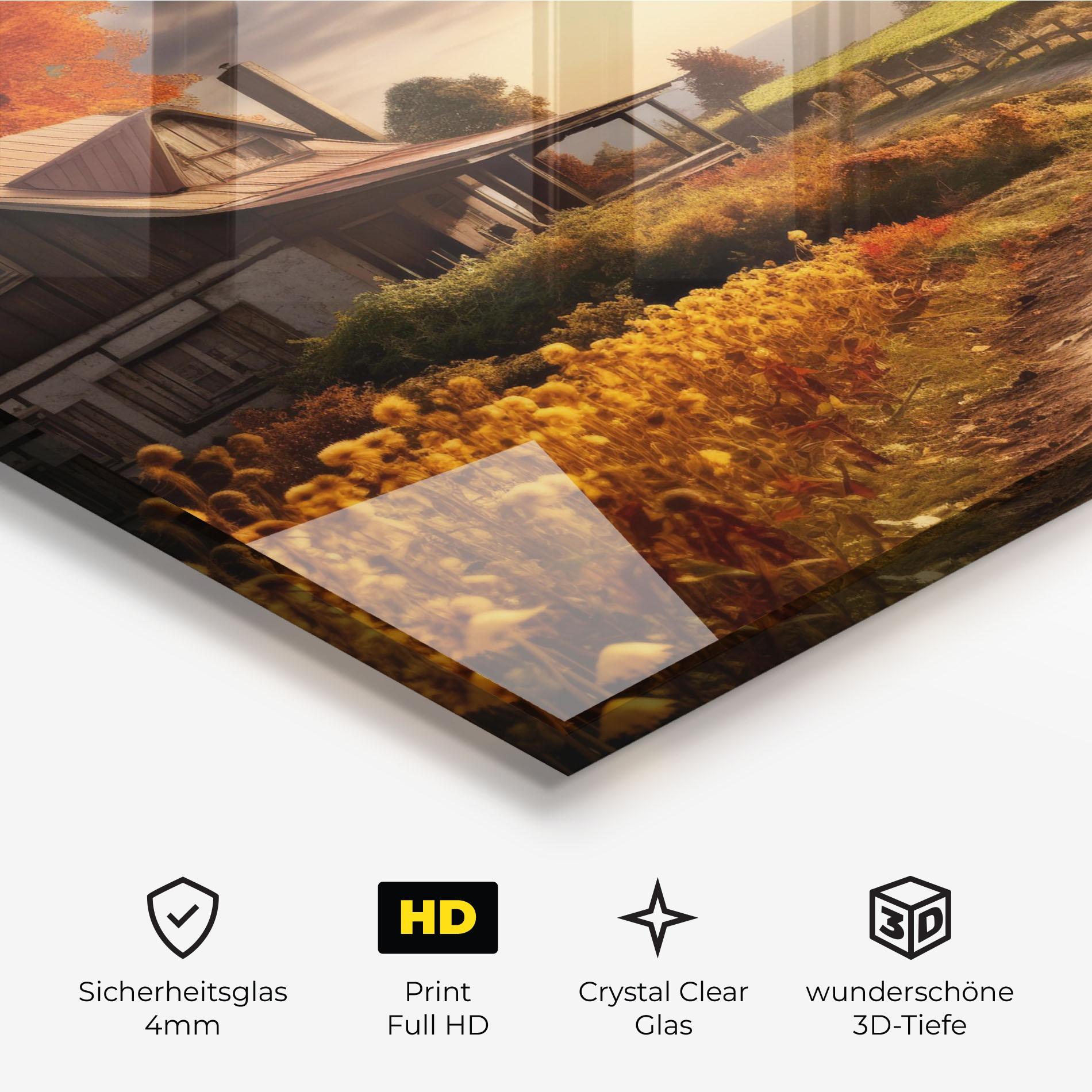 Glasbild Autumn Farm House mockup 3