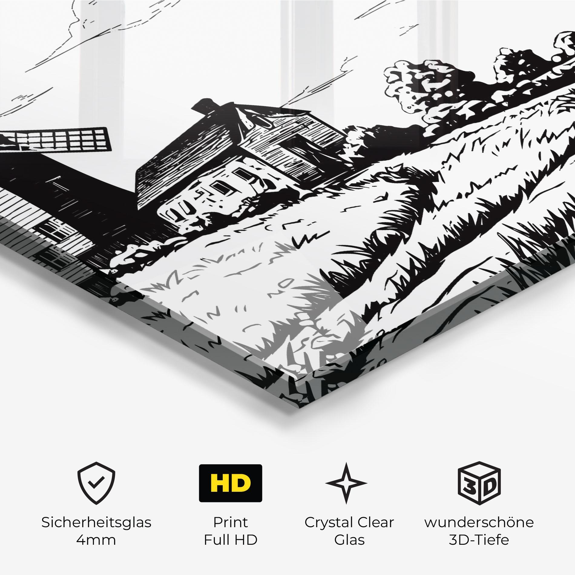 Glasbild Black Line Wheat mockup 3