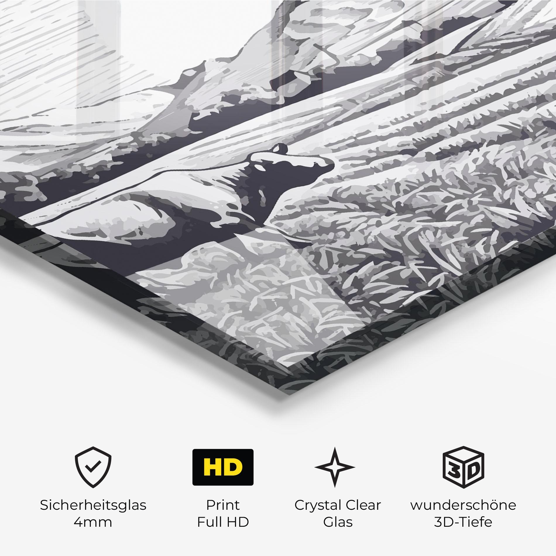 Glasbild Cow Grey Ink mockup 3