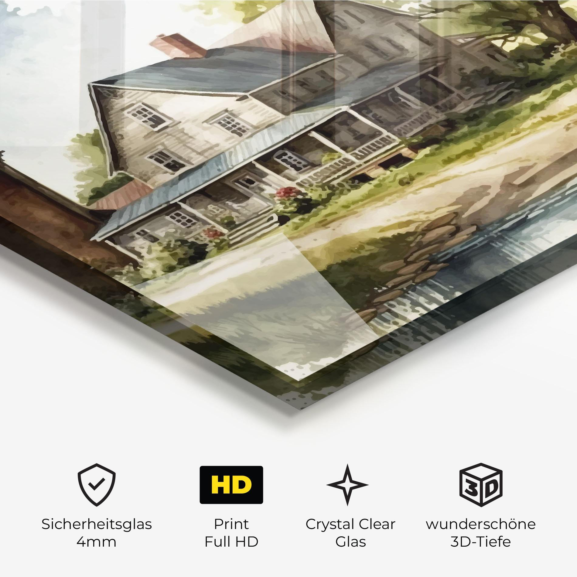 Glasbild Farm Blue Car mockup 3