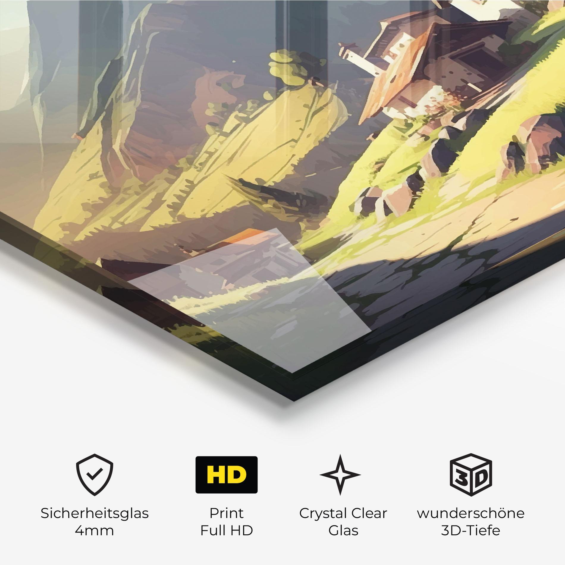 Glasbild Grassy Mountain View mockup 3