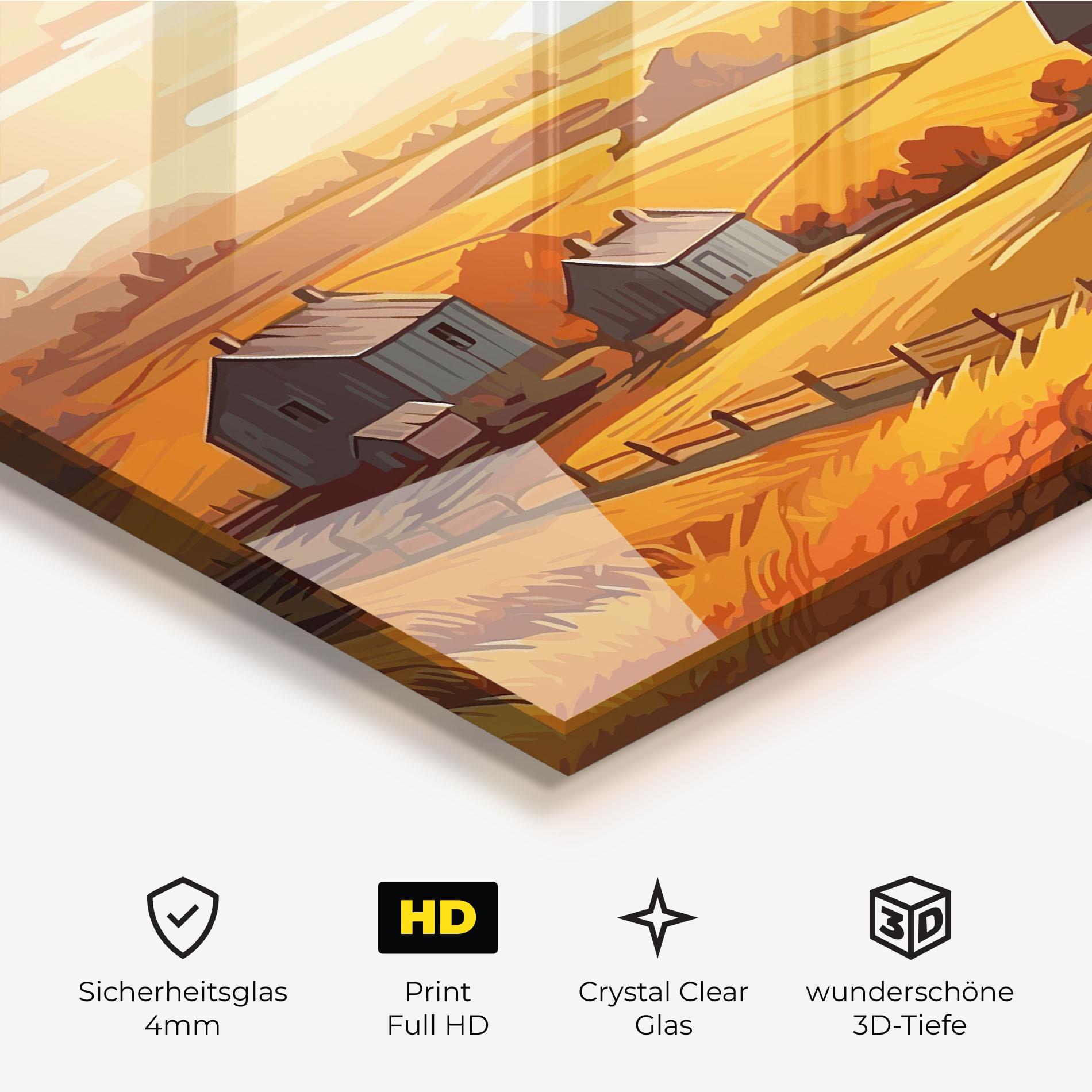 Glasbild Orange Countryside mockup 3