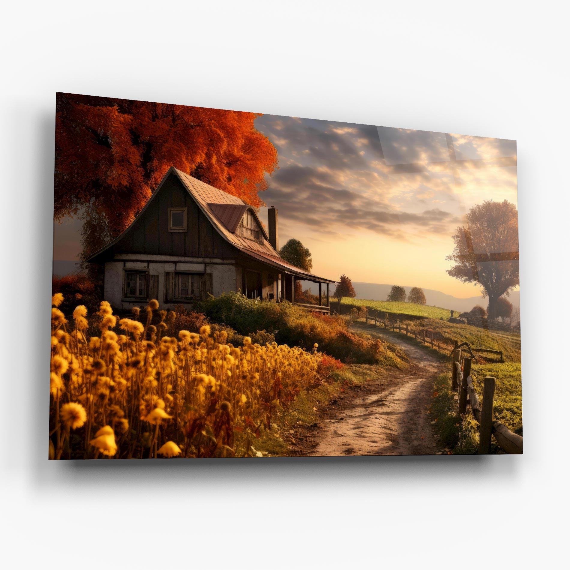 Glasbild Autumn Farm House mockup 6