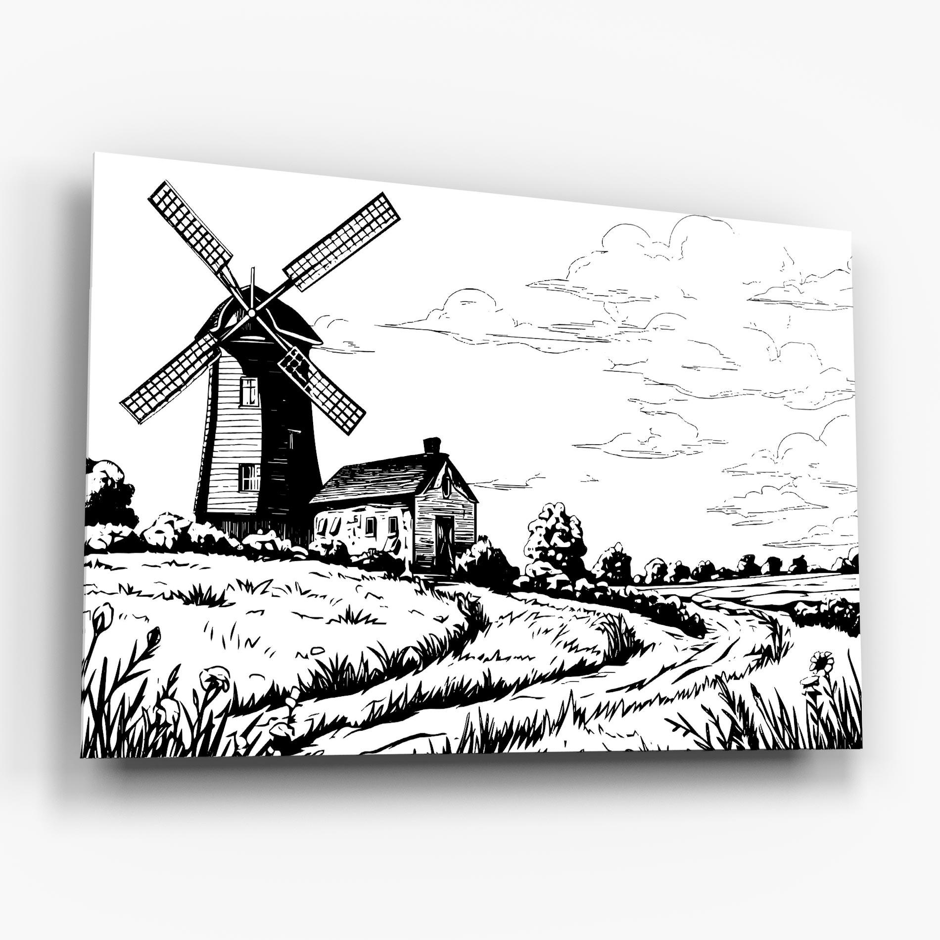 Glasbild Black Line Wheat mockup 6