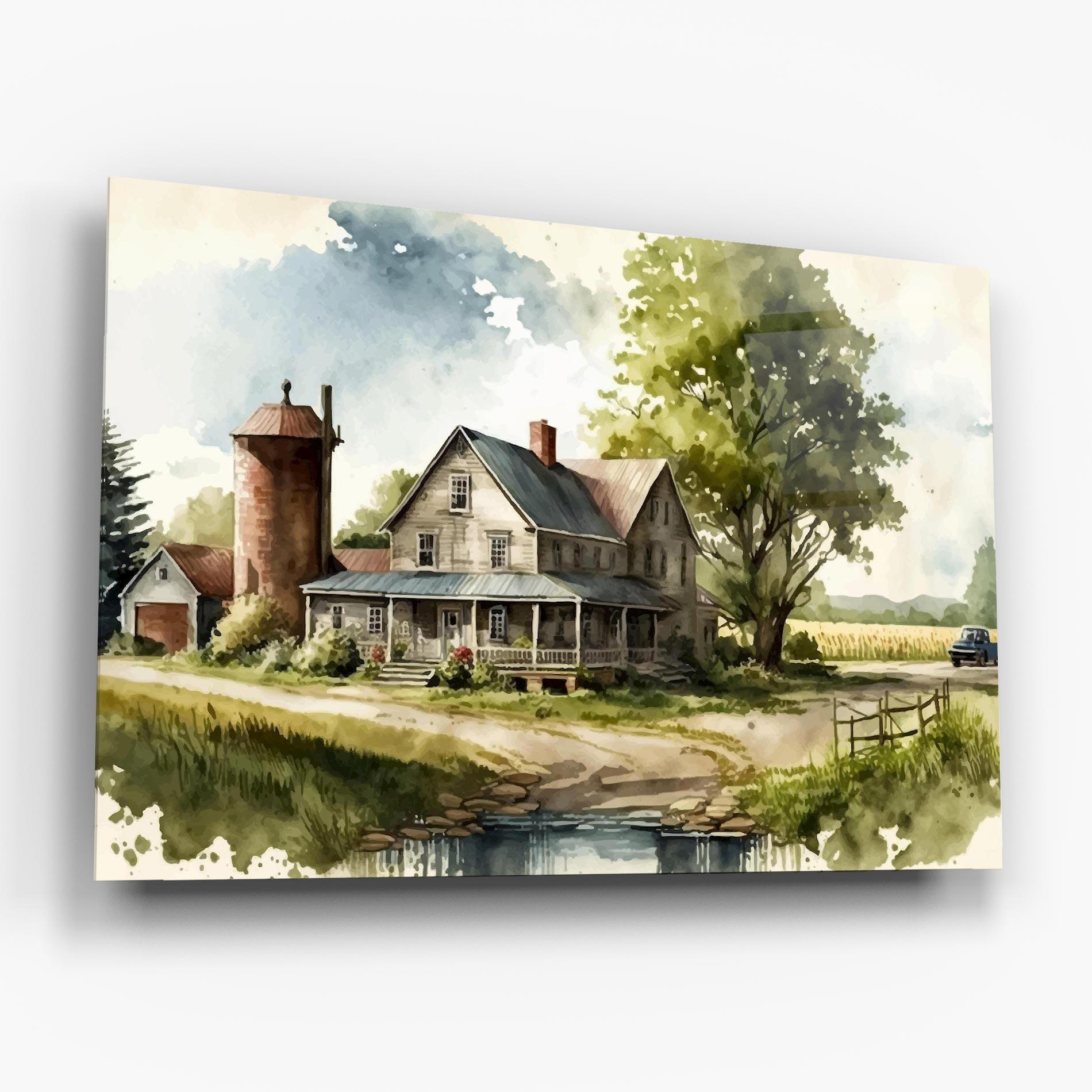 Glasbild Farm Blue Car mockup 6