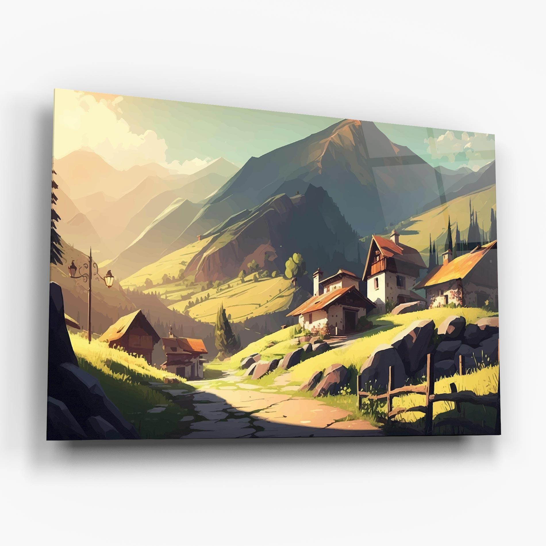 Glasbild Grassy Mountain View mockup 6