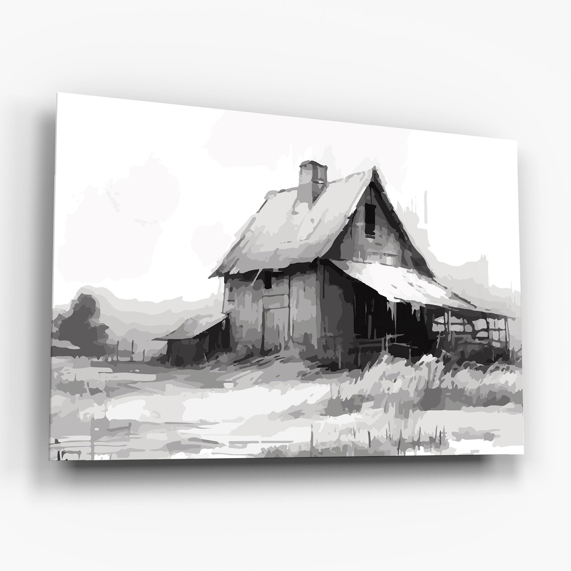 Glasbild Grey Ink House mockup 6