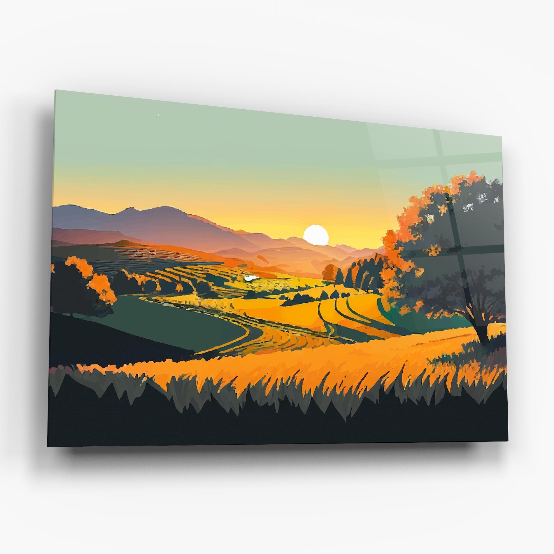 Glasbild Rural Sunset Field mockup 6