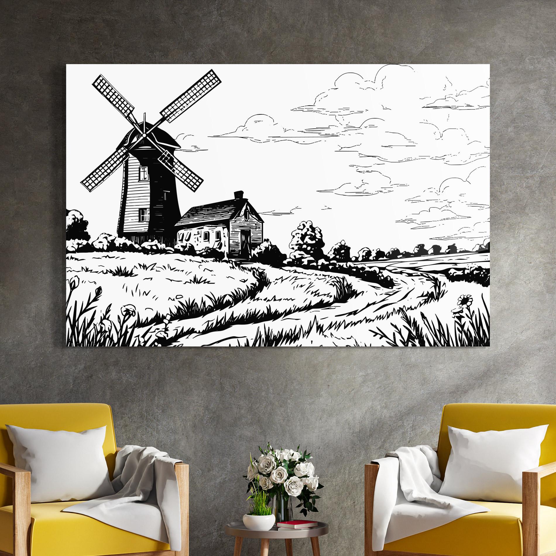 Glasbild Black Line Wheat mockup 4