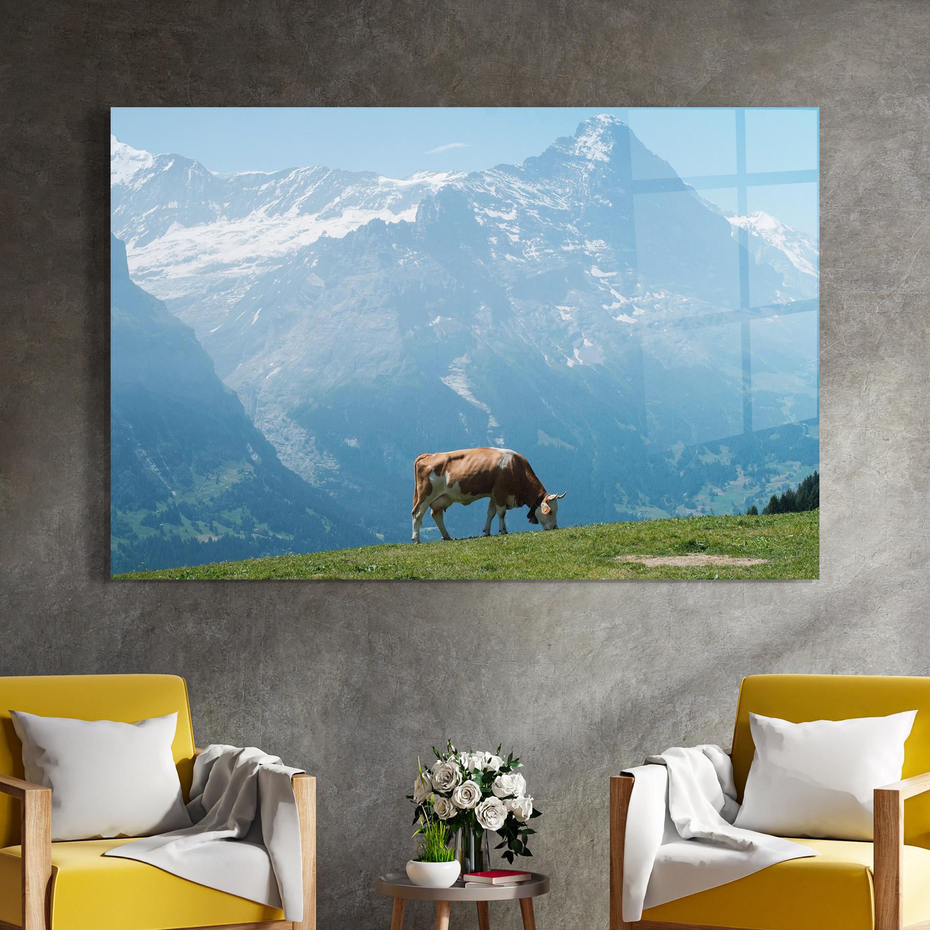 Glasbild Cow Mountain mockup 4