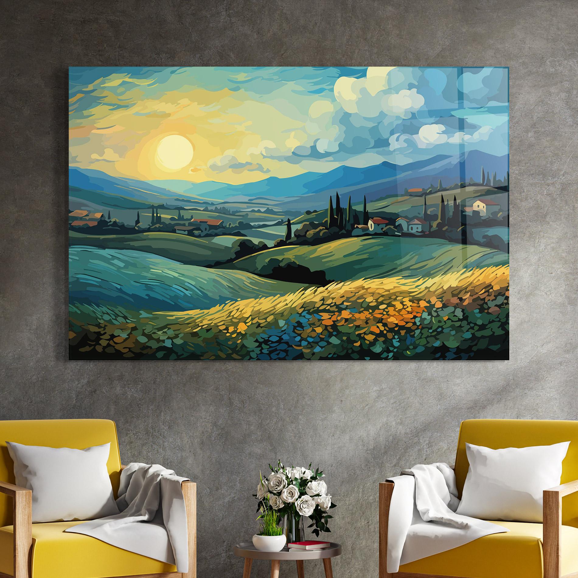 Glasbild Fantasy Blue View mockup 4