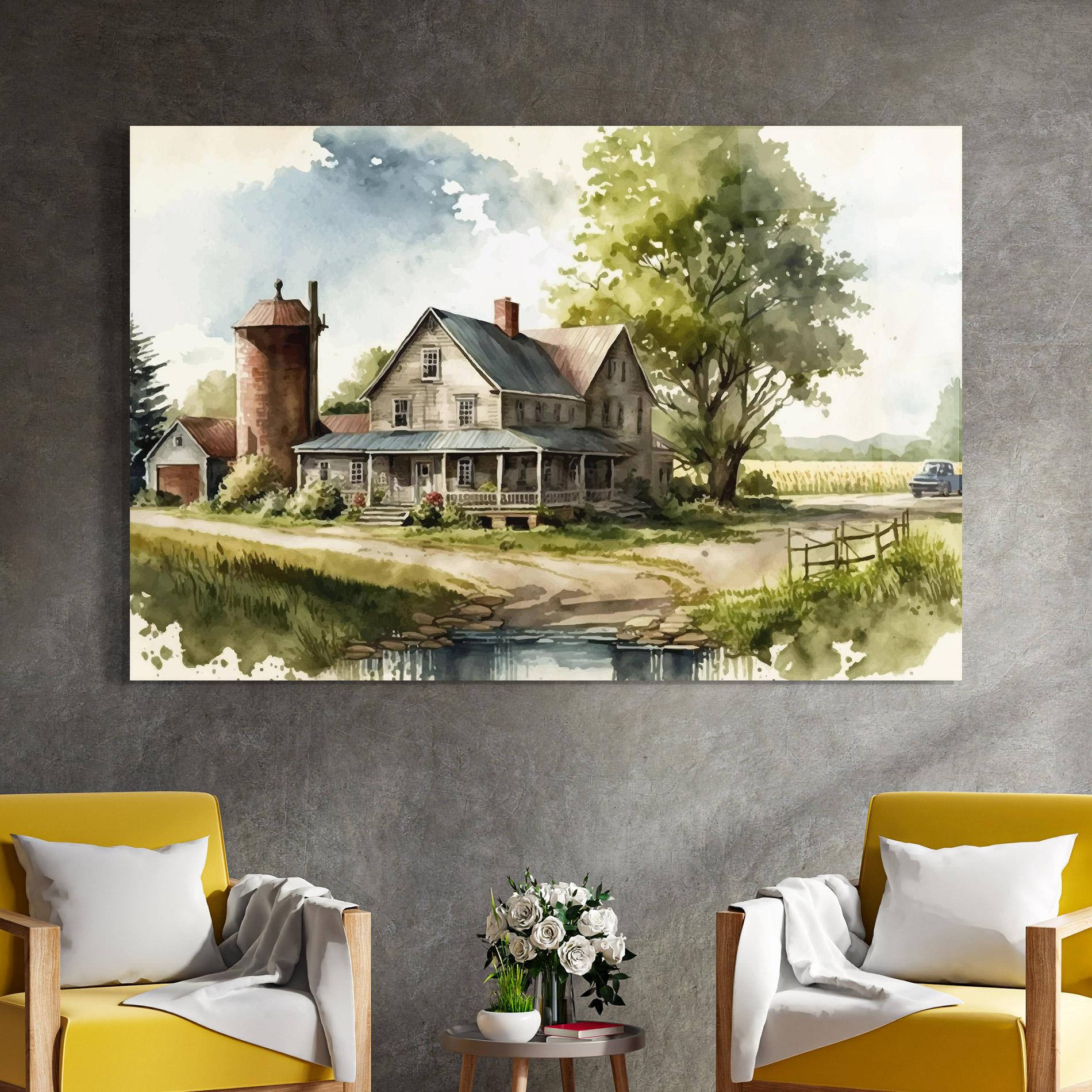 Glasbild Farm Blue Car mockup 4