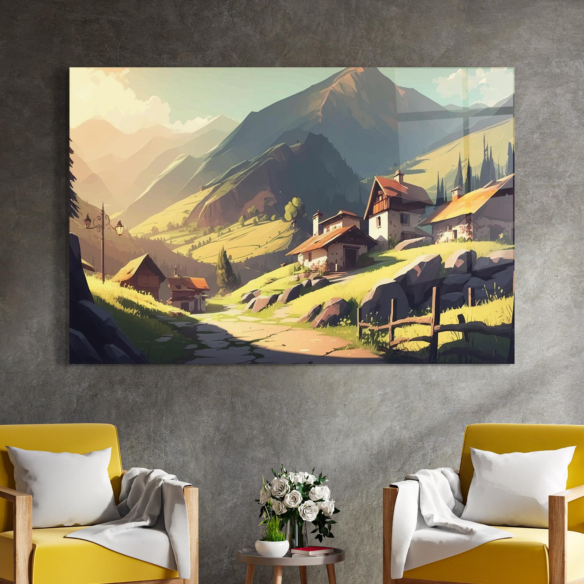 Glasbild Grassy Mountain View mockup 4