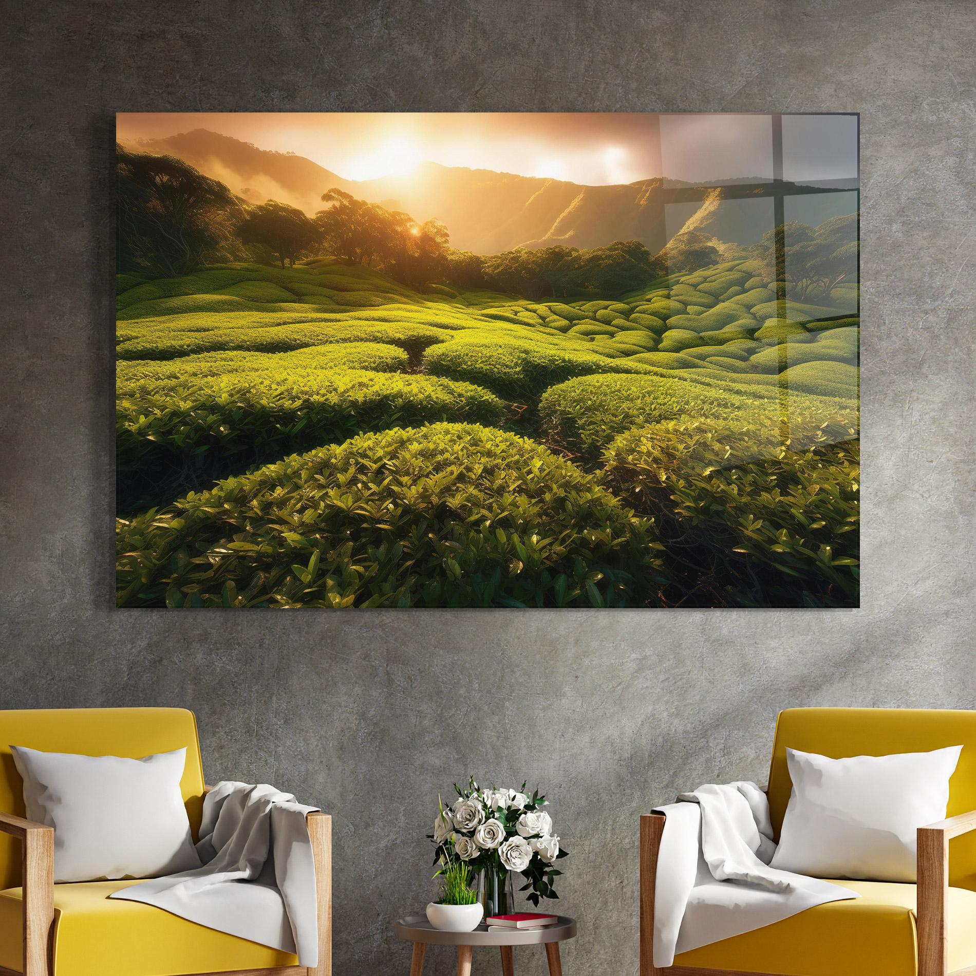 Glasbild Tea Fields mockup 4