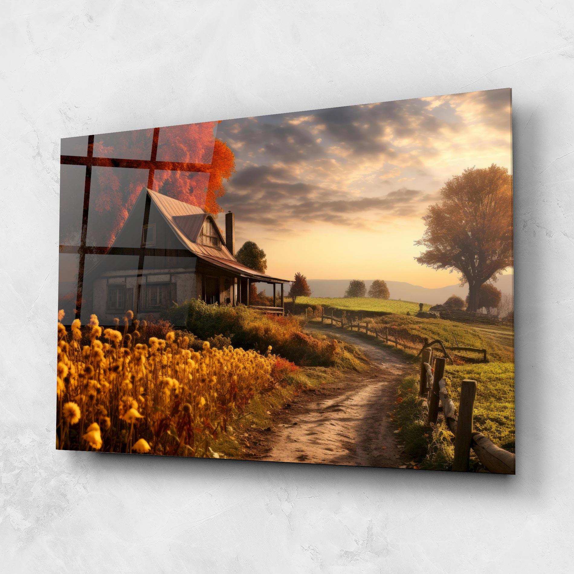 Glasbild Autumn Farm House mockup 1