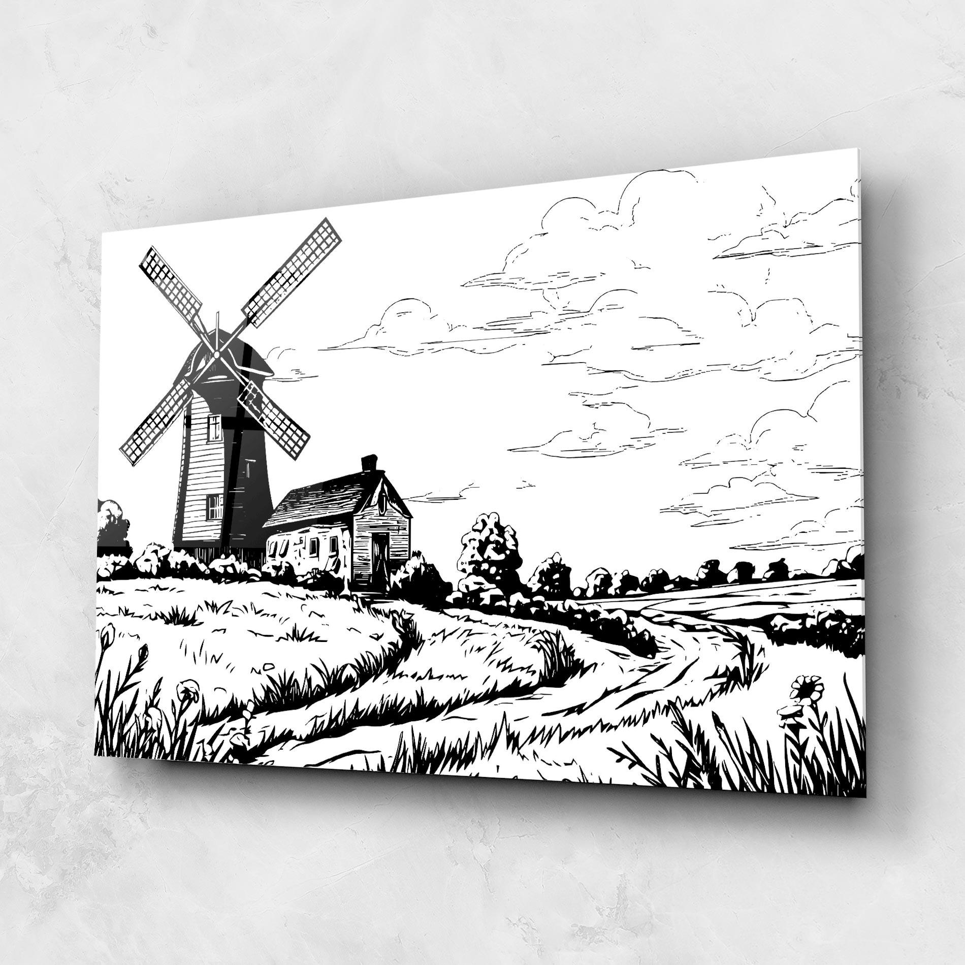Glasbild Black Line Wheat mockup 1