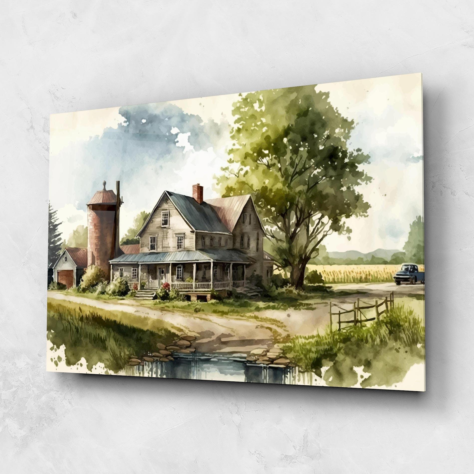 Glasbild Farm Blue Car mockup 1