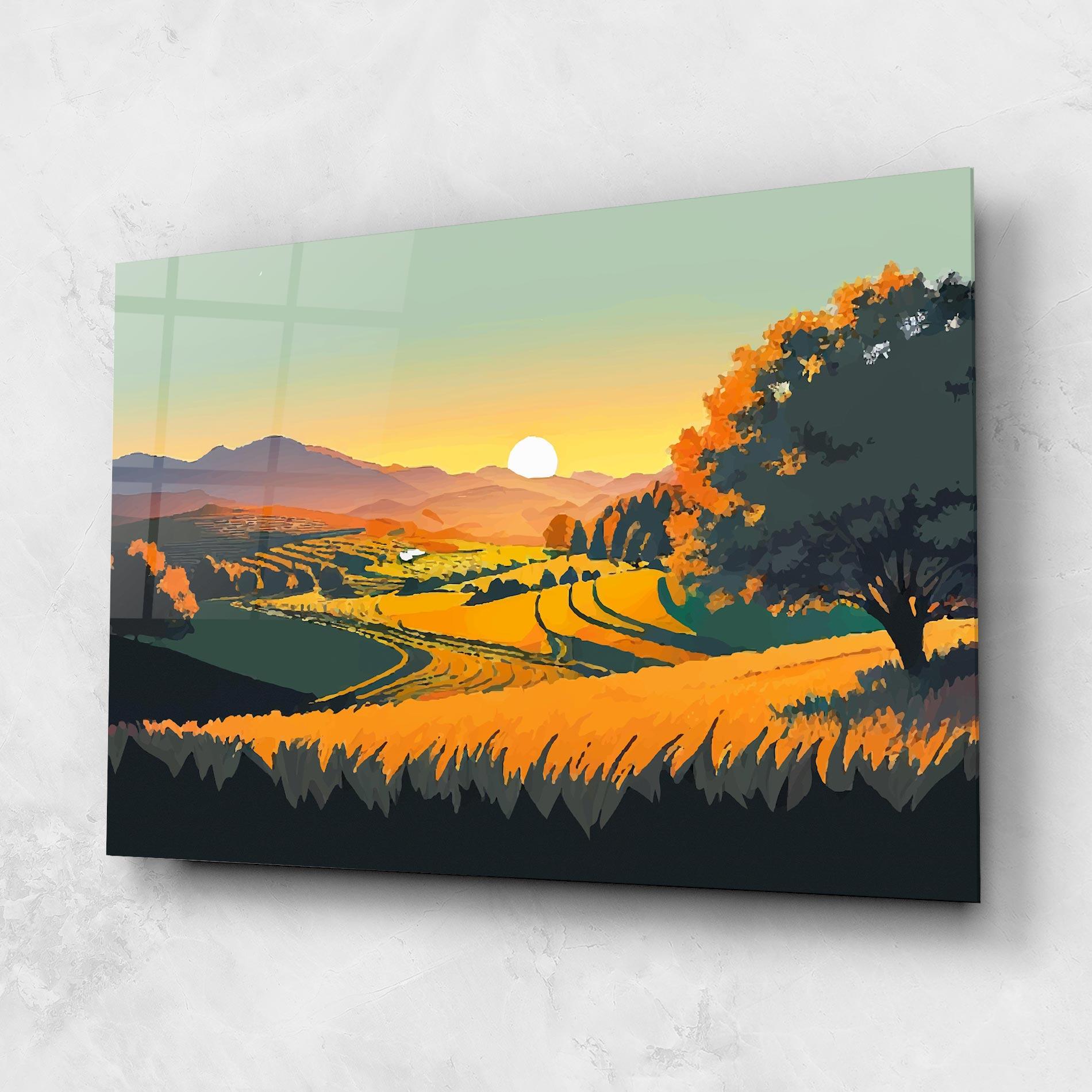 Glasbild Rural Sunset Field mockup 1