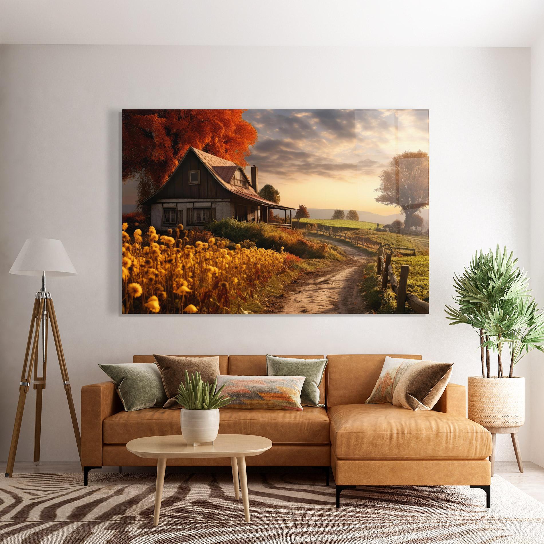 Glasbild Autumn Farm House mockup 7