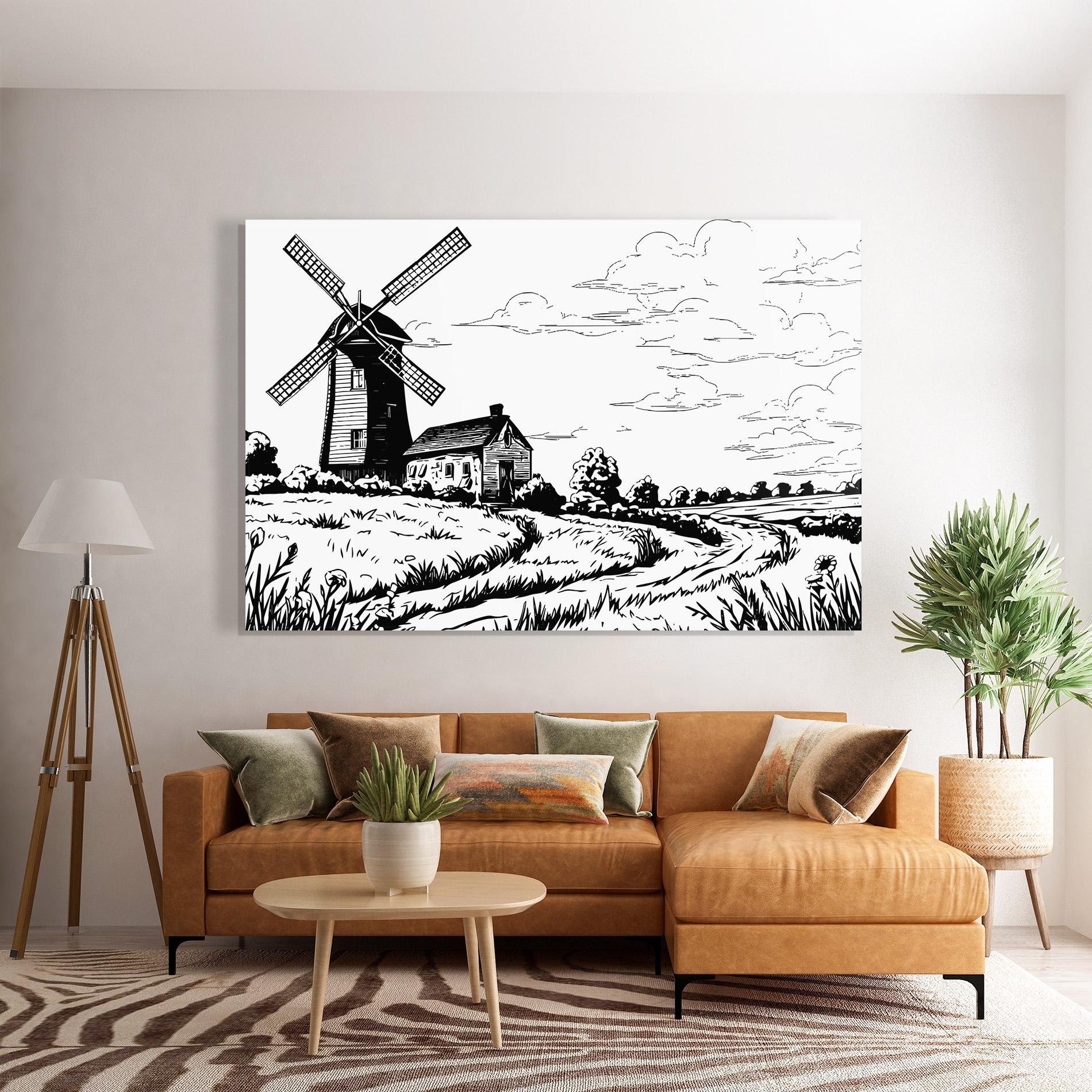 Glasbild Black Line Wheat mockup 7