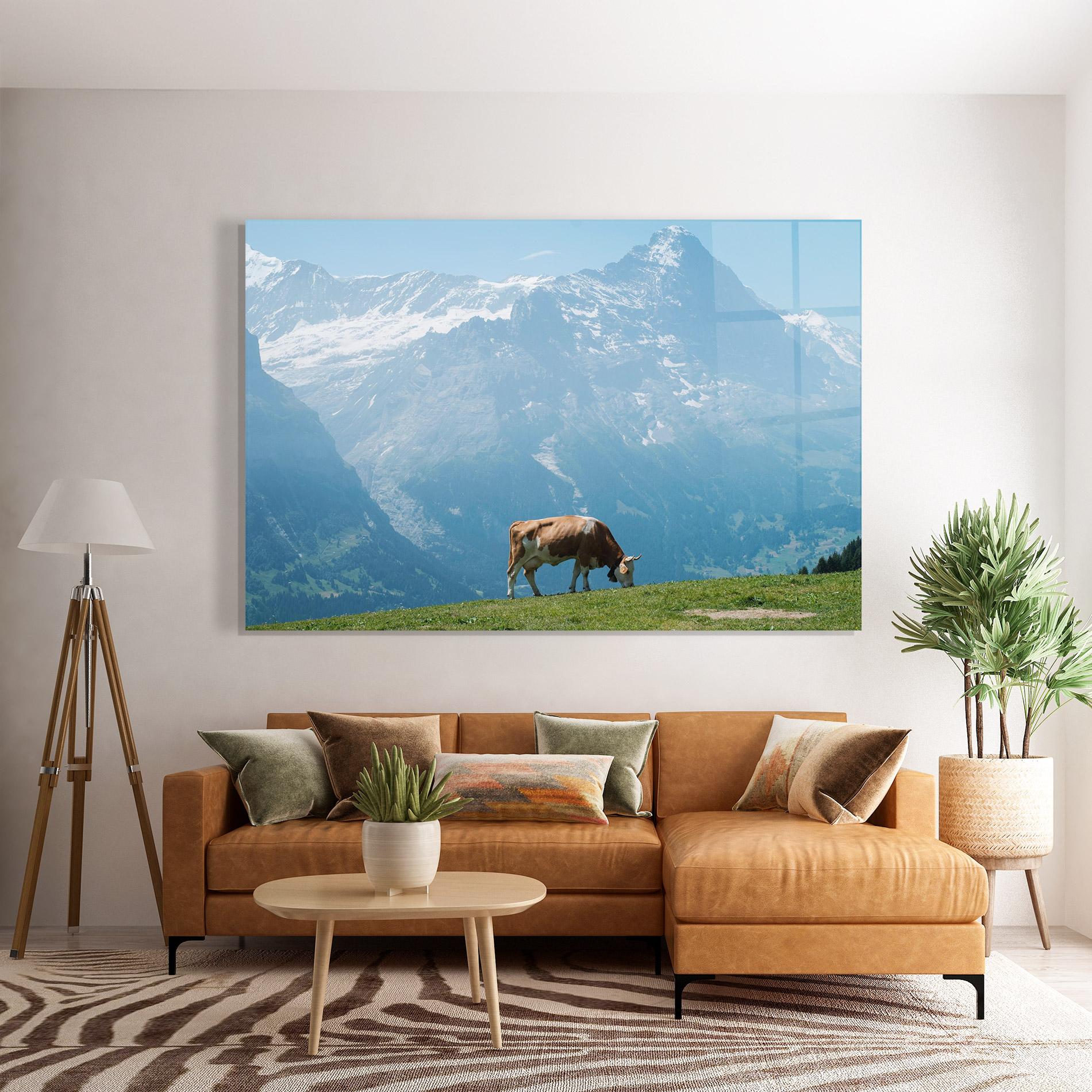 Glasbild Cow Mountain mockup 7