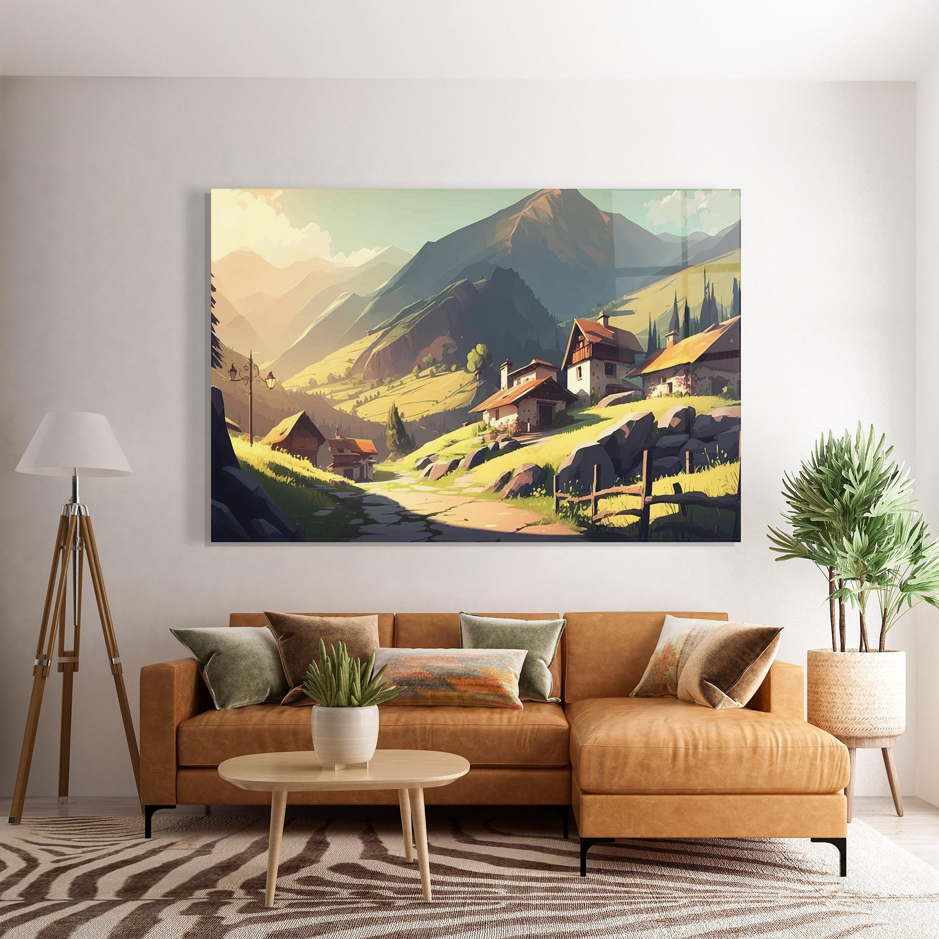 Glasbild Grassy Mountain View mockup 7