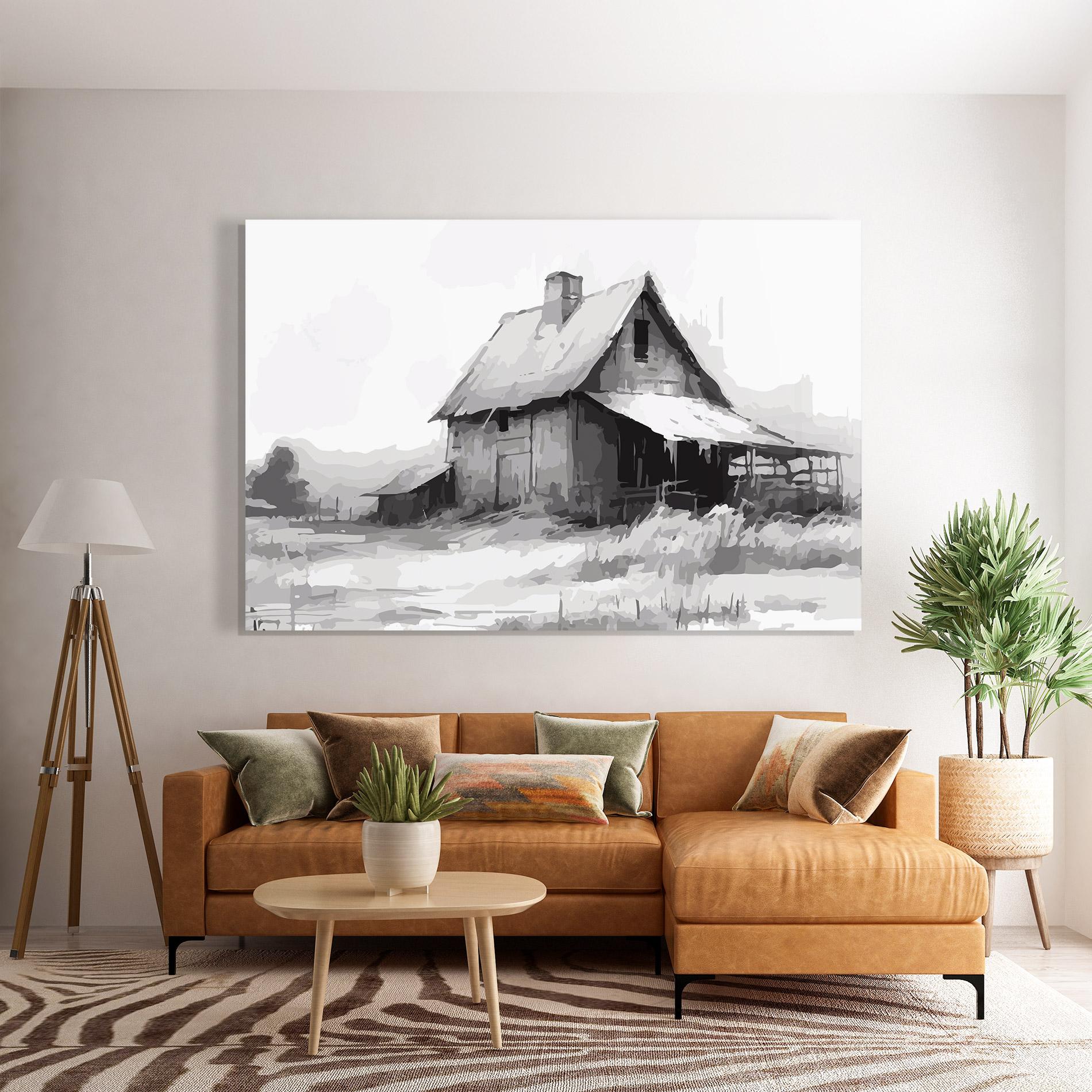 Glasbild Grey Ink House mockup 7