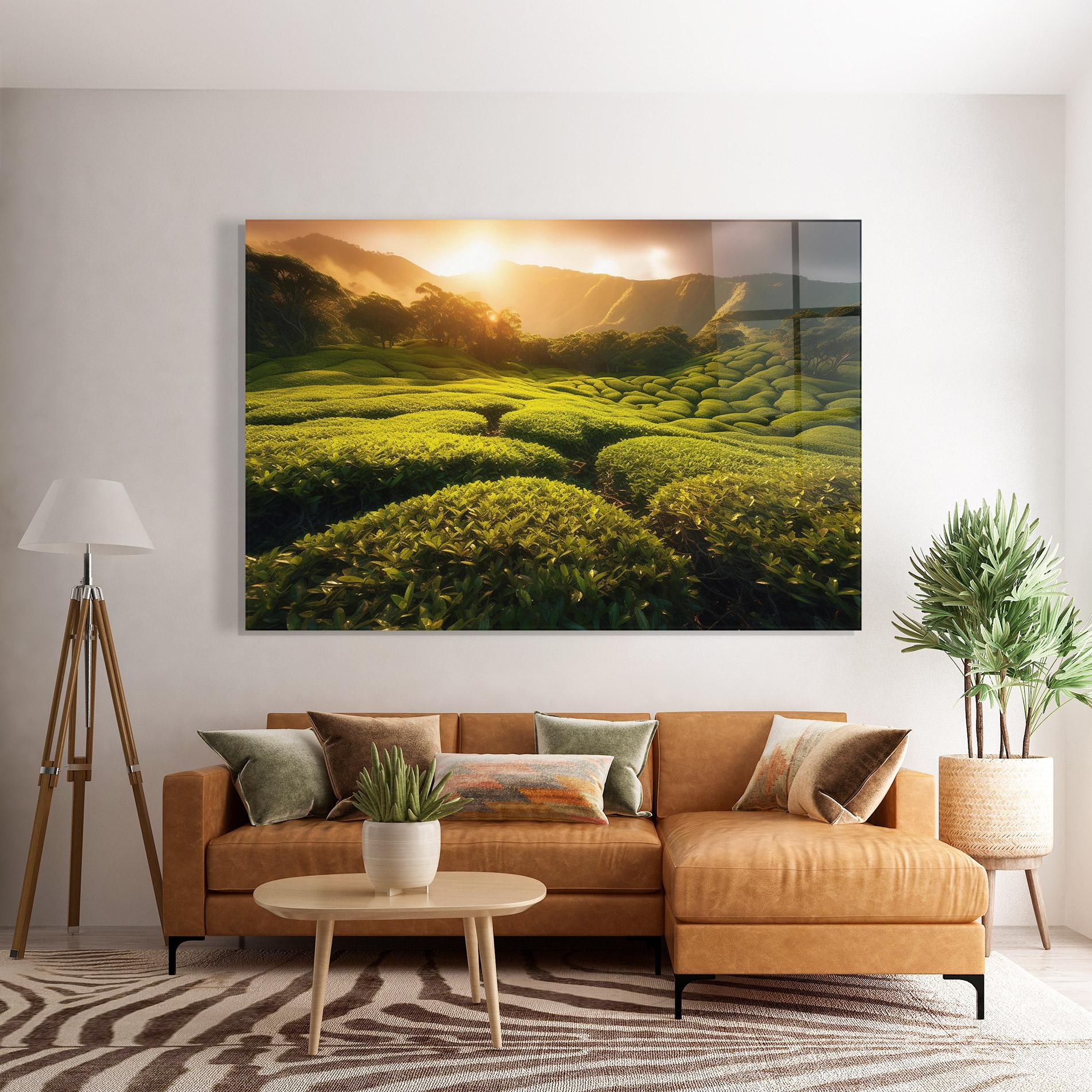 Glasbild Tea Fields mockup 7