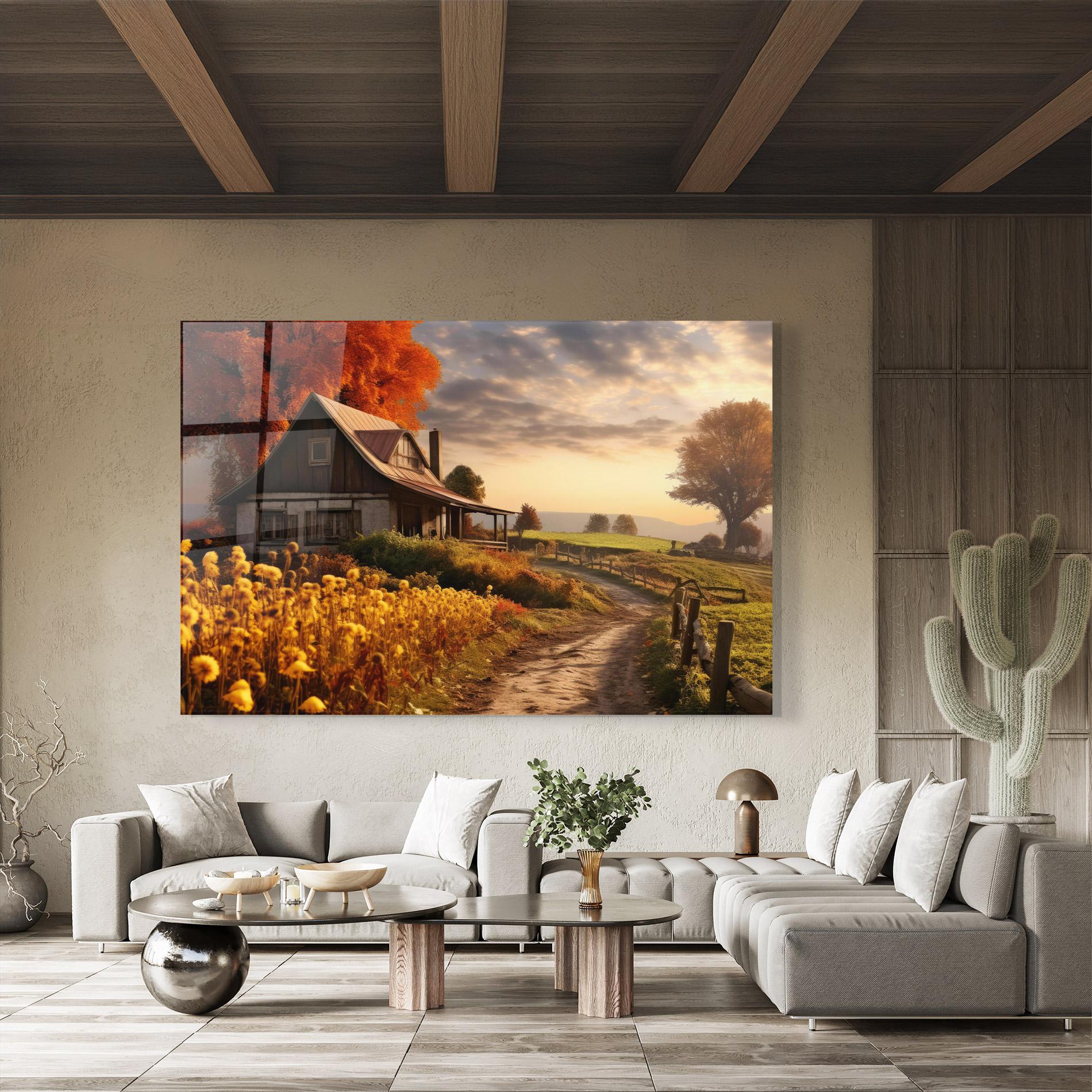 Glasbild Autumn Farm House mockup 8