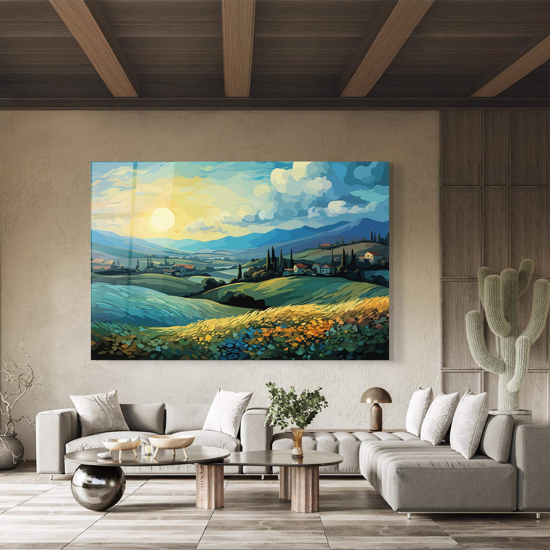 Glasbild Fantasy Blue View mockup 8