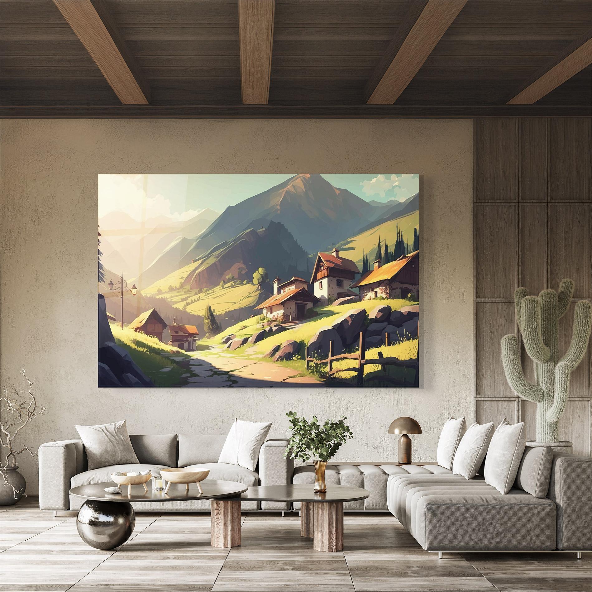 Glasbild Grassy Mountain View mockup 8