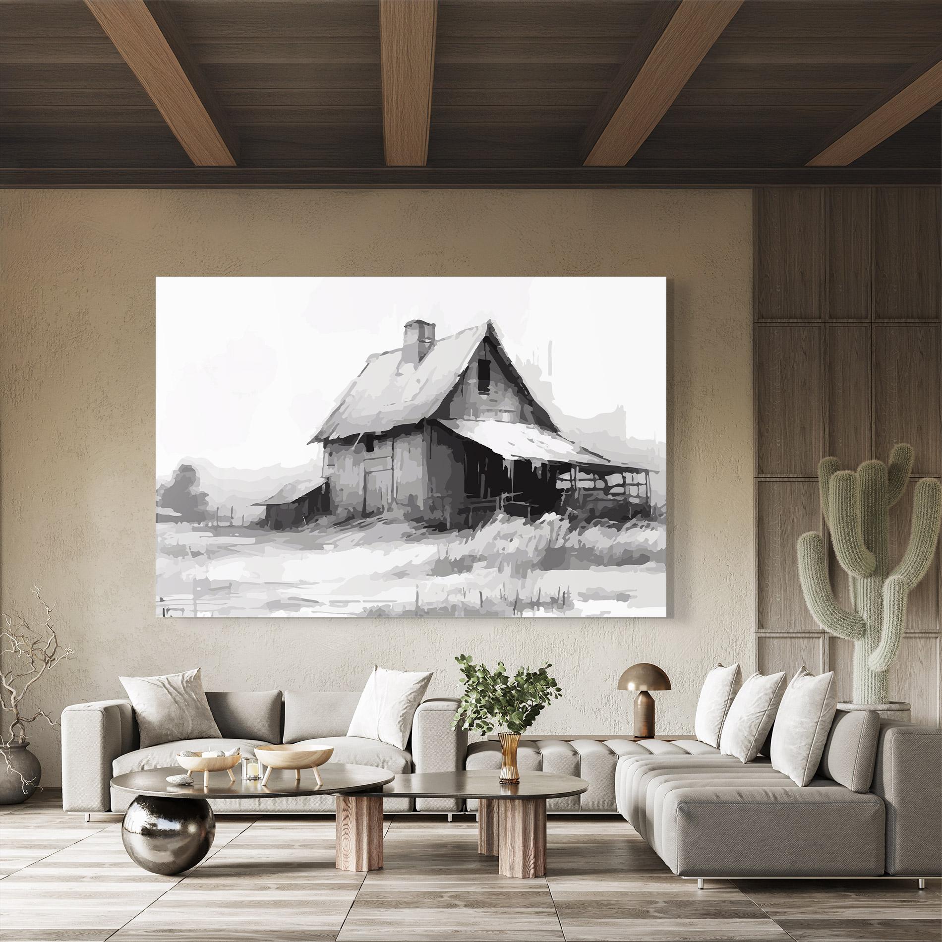 Glasbild Grey Ink House mockup 8