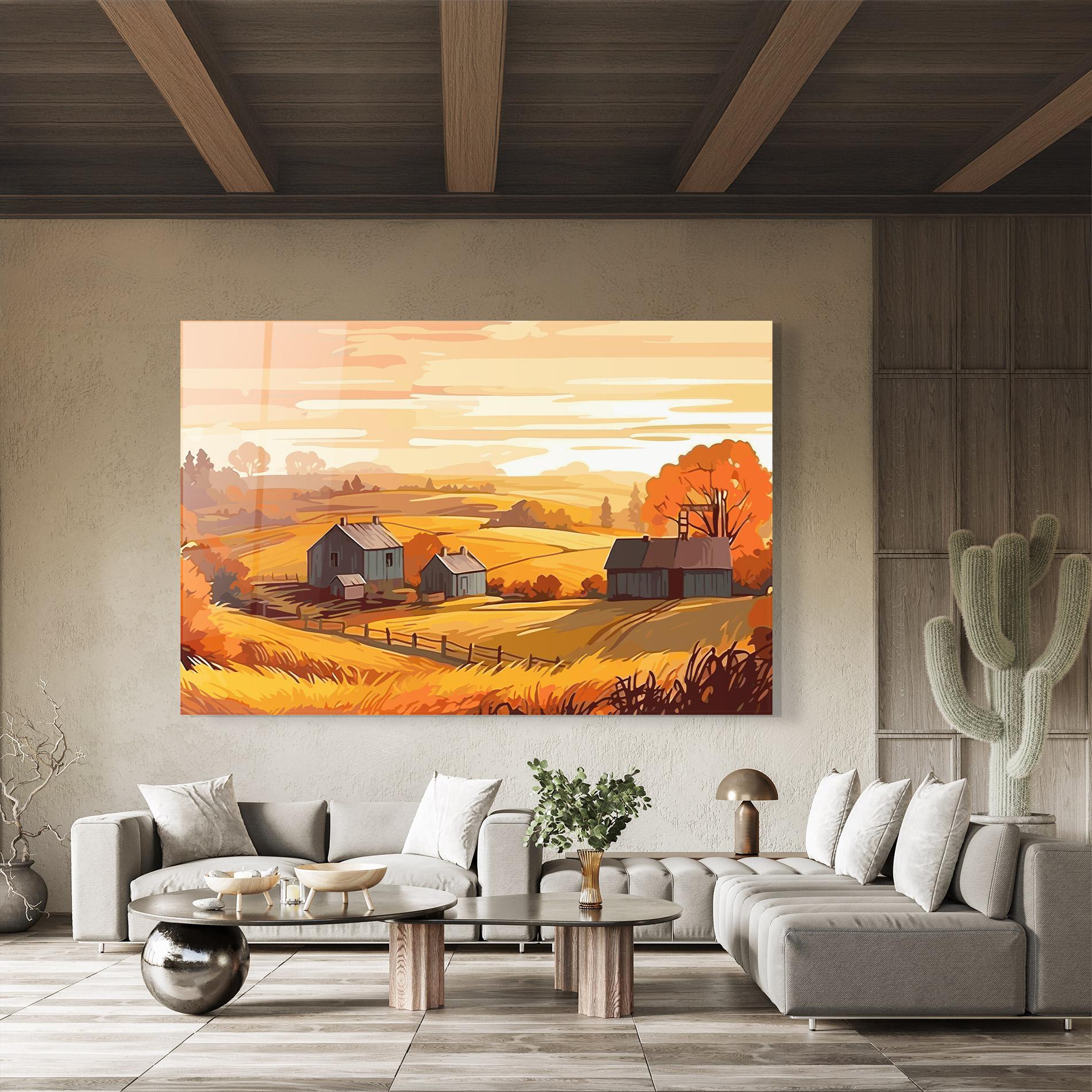 Glasbild Orange Countryside mockup 8