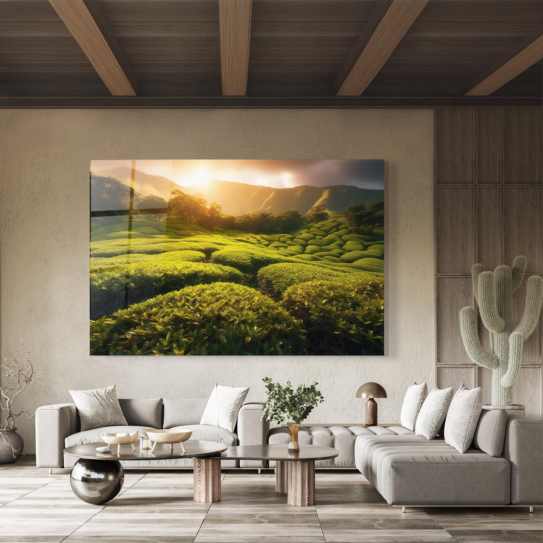 Glasbild Tea Fields mockup 8