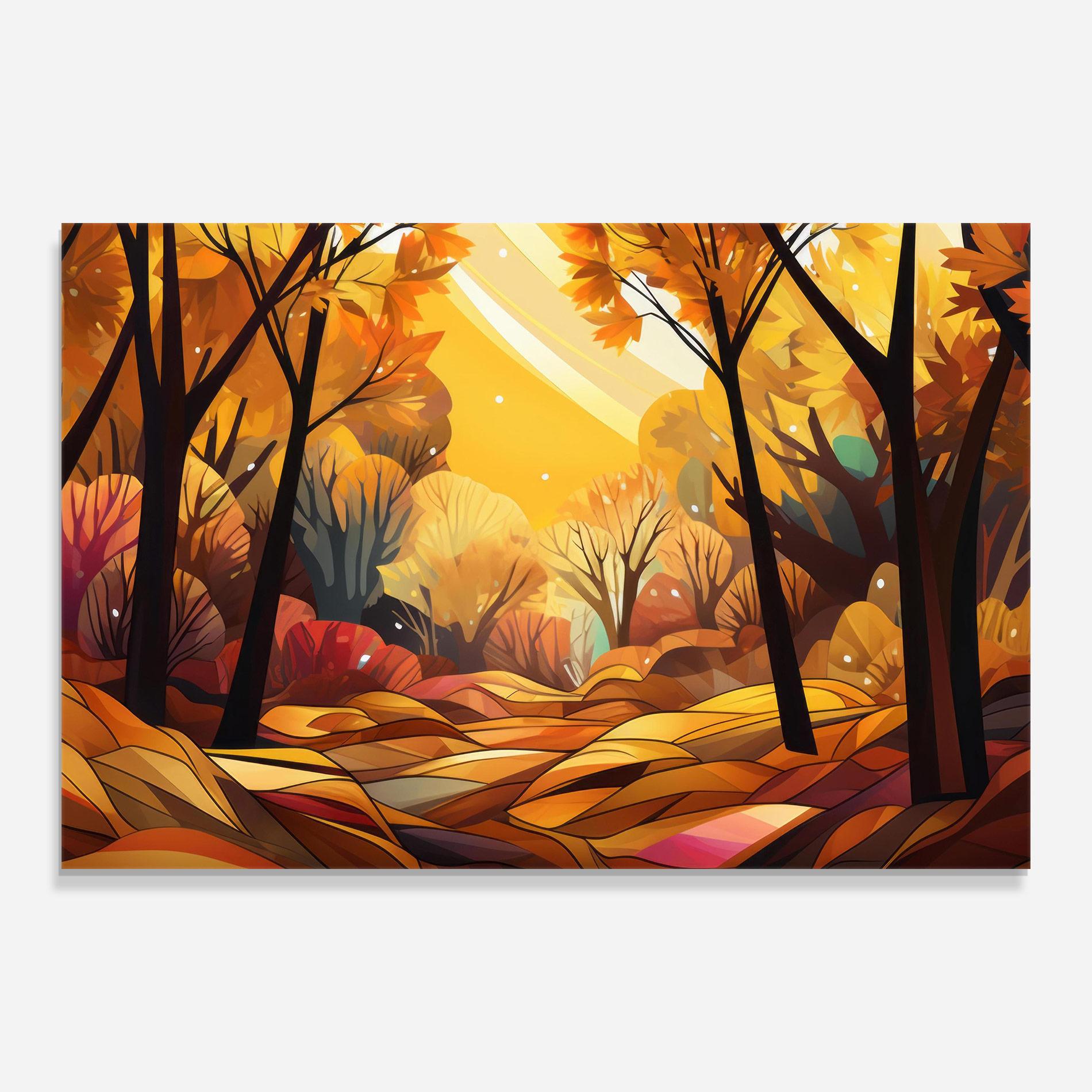 Glasbild Autumn Forest Art mockup 0