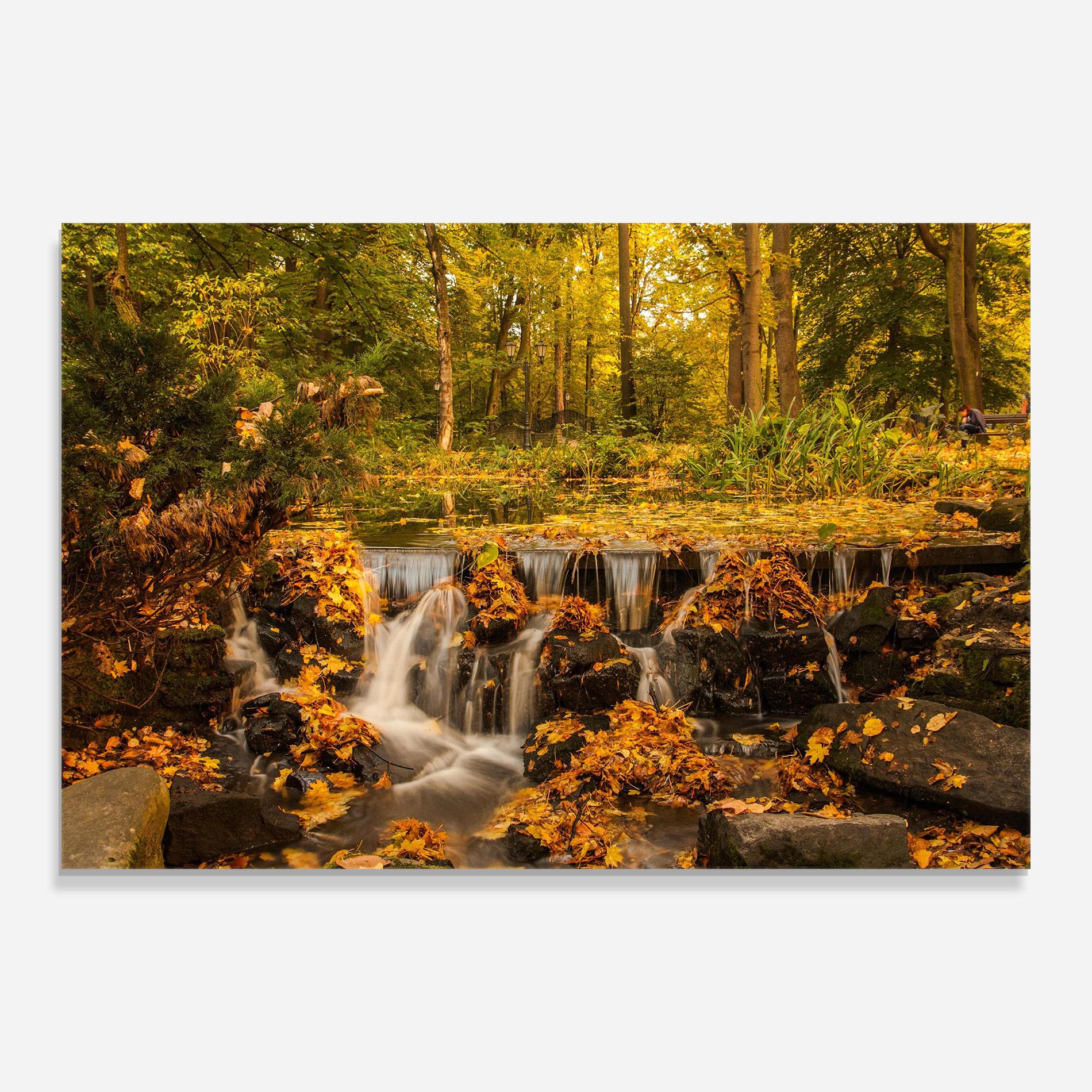 Glasbild Autumn Waterfall mockup 0
