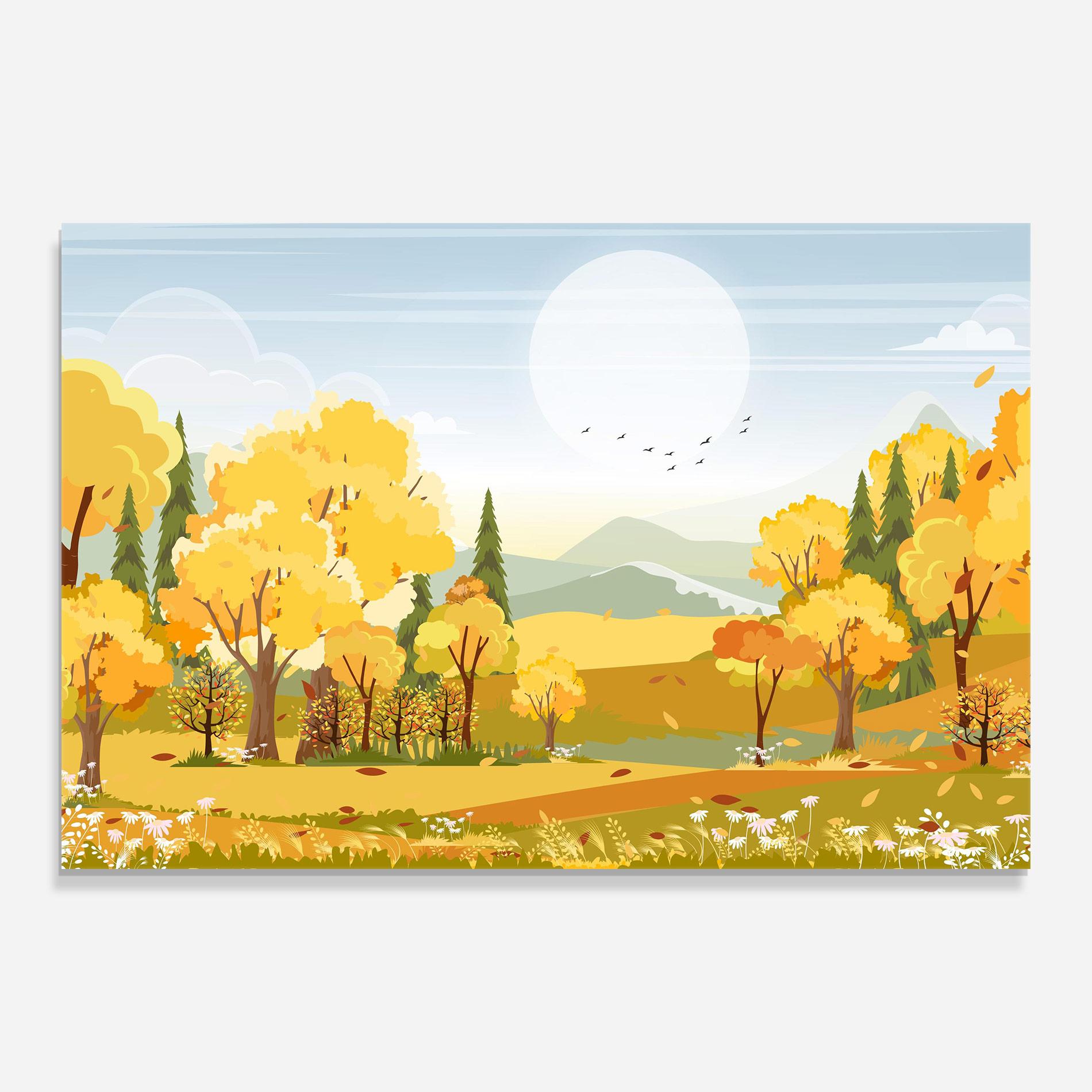 Glasbild Autumn Yellow View mockup 0