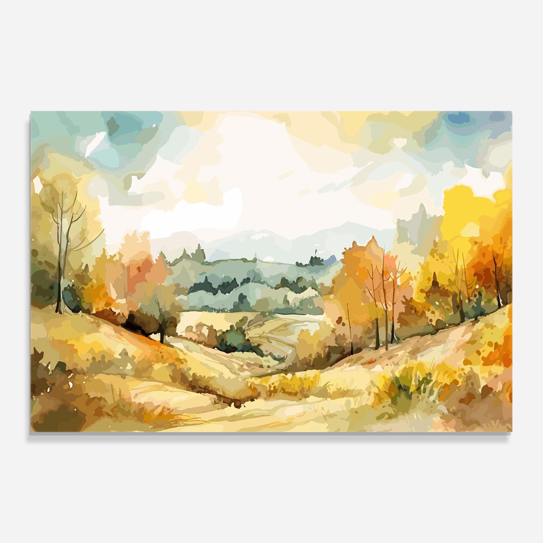 Glasbild Green Yellow Autumn mockup 0