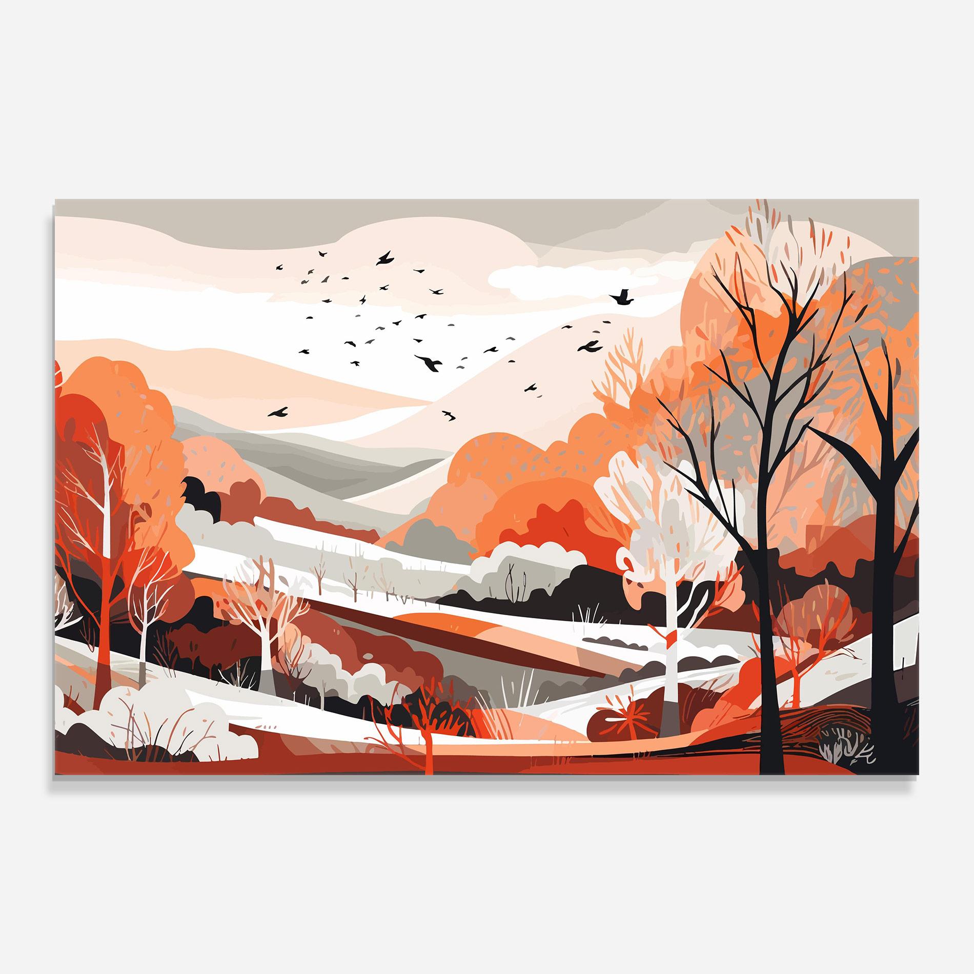 Glasbild Grey Orange Autumn mockup 0