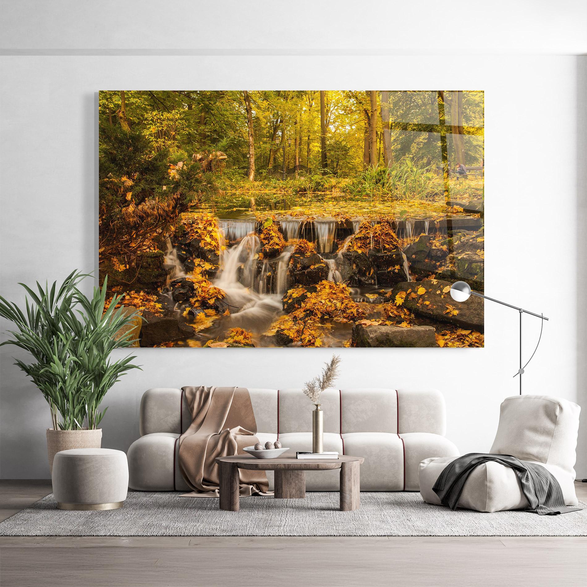Glasbild Autumn Waterfall mockup 9