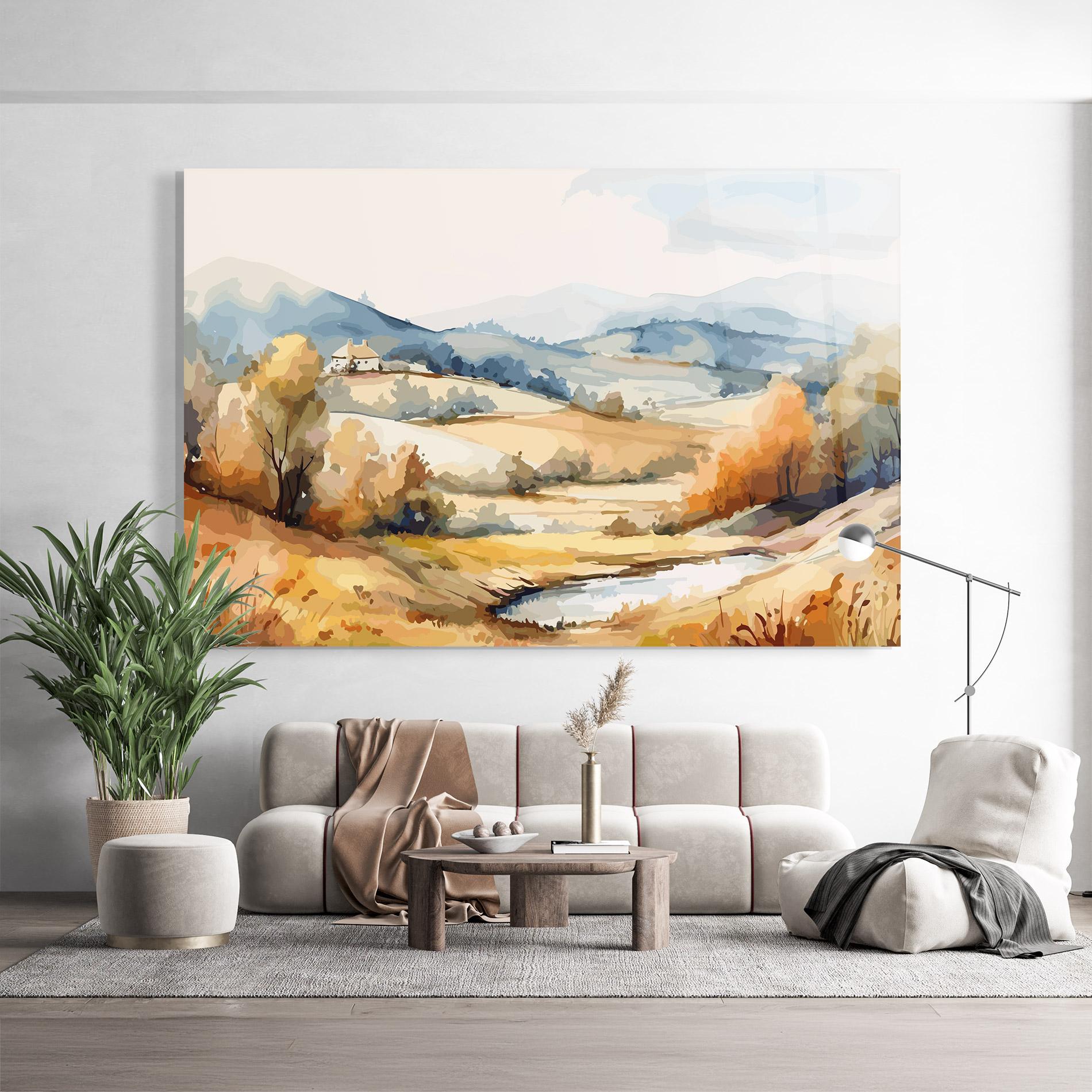 Glasbild Blue Orange Autumn mockup 9