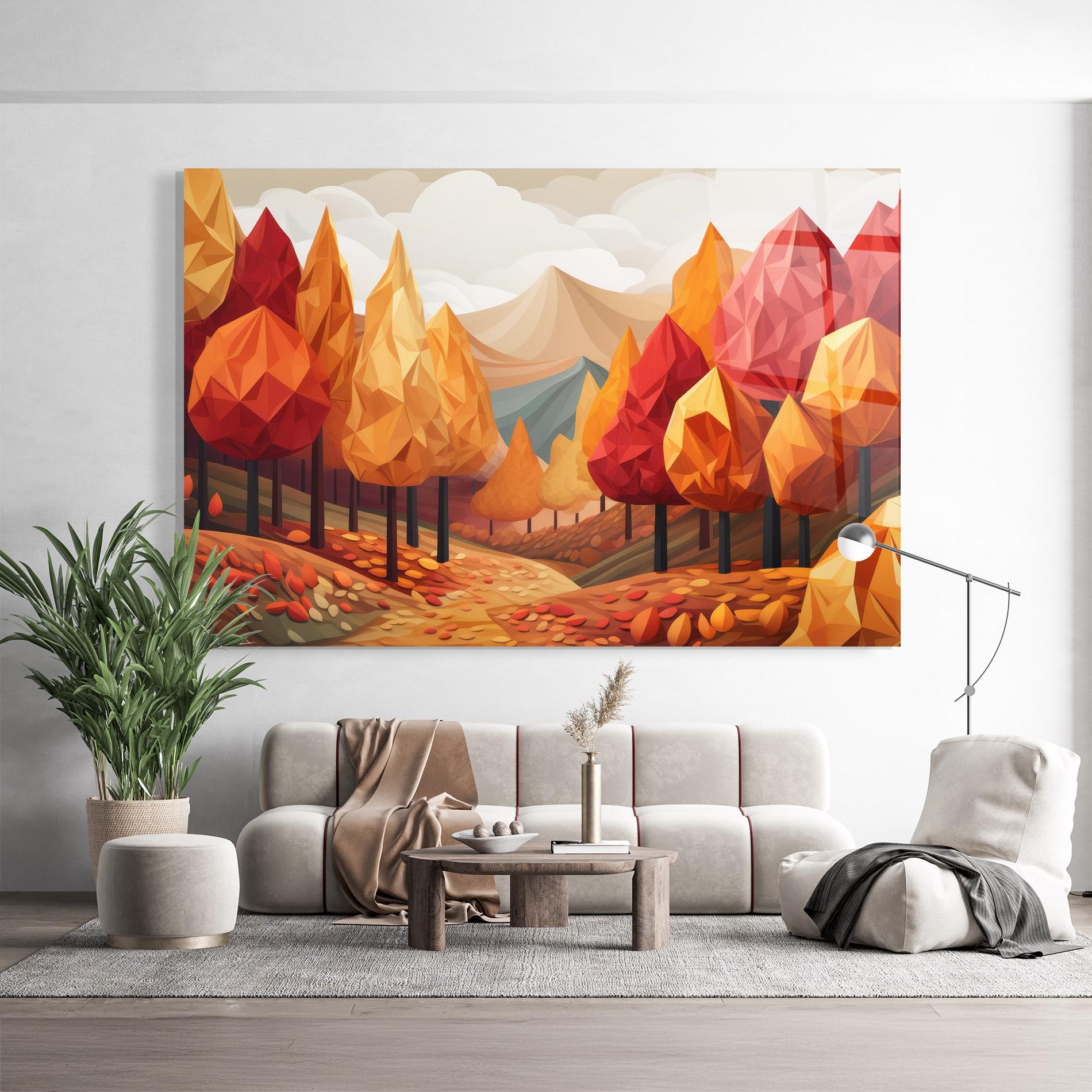 Glasbild Colorful Trees Art mockup 9