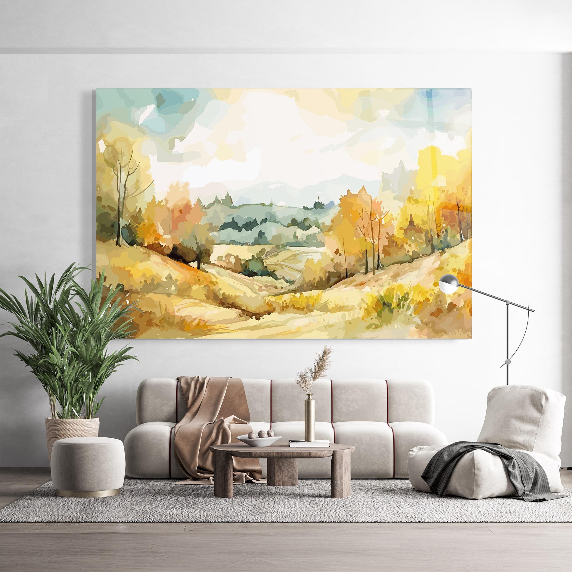 Glasbild Green Yellow Autumn mockup 9