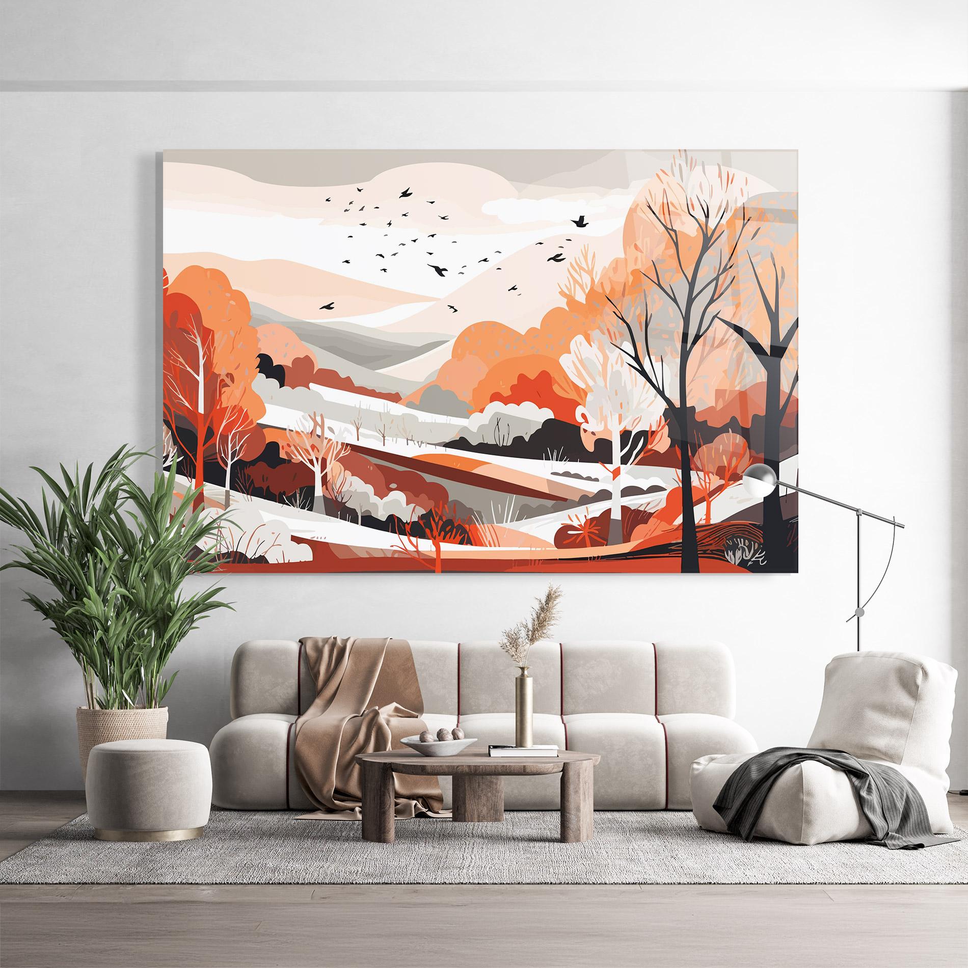Glasbild Grey Orange Autumn mockup 9