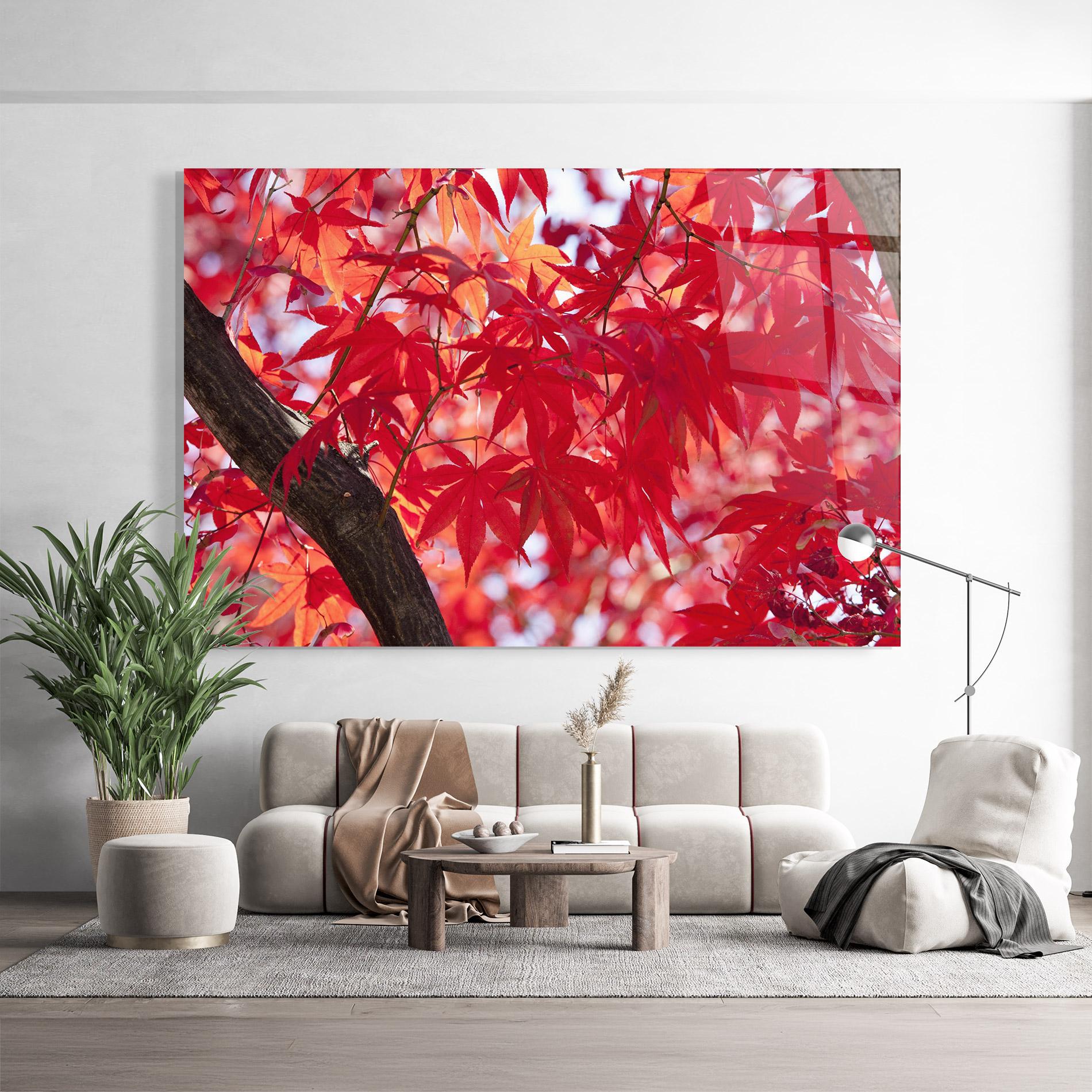 Glasbild Pretty Red Leaves mockup 9