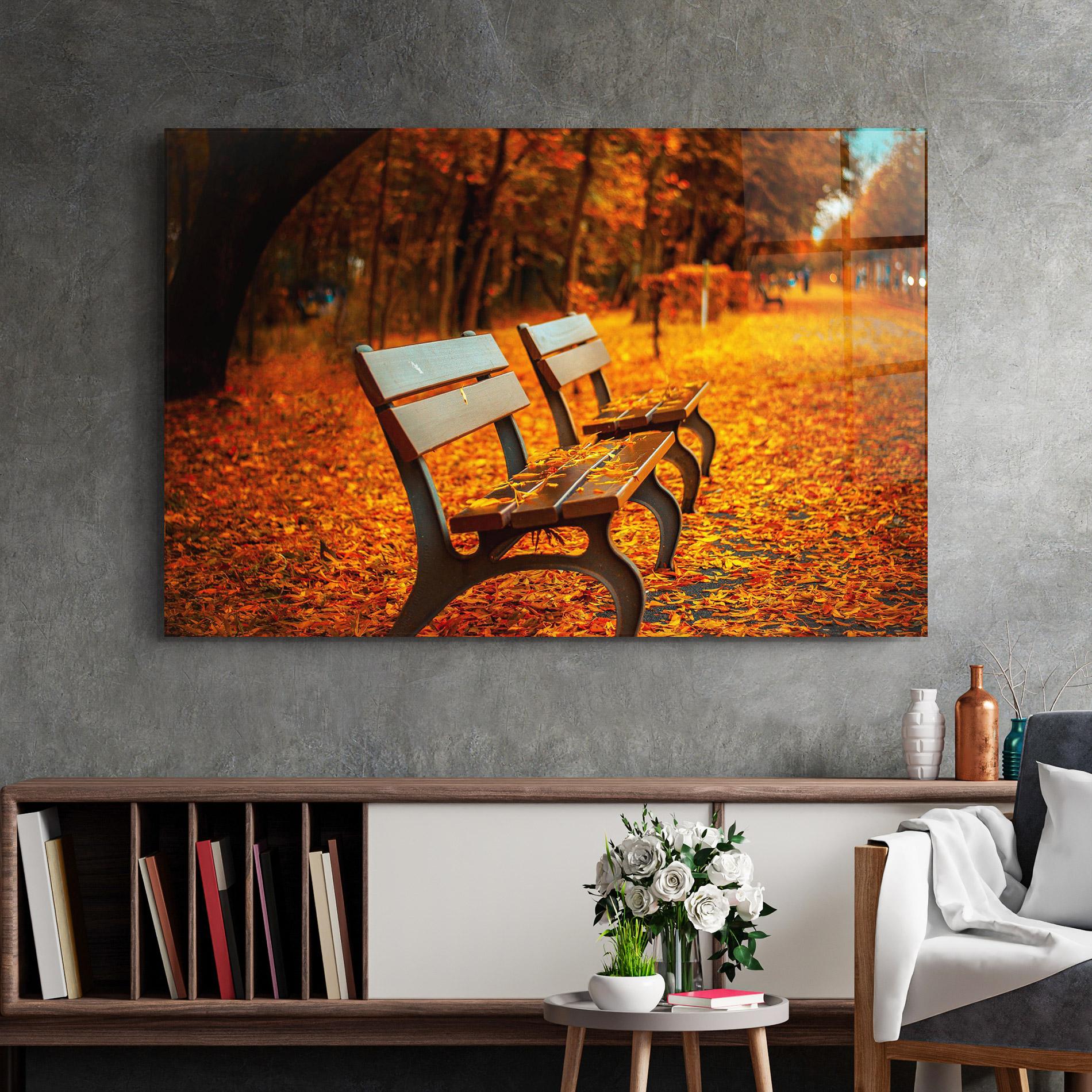 Glasbild Autumn Bench View mockup 2